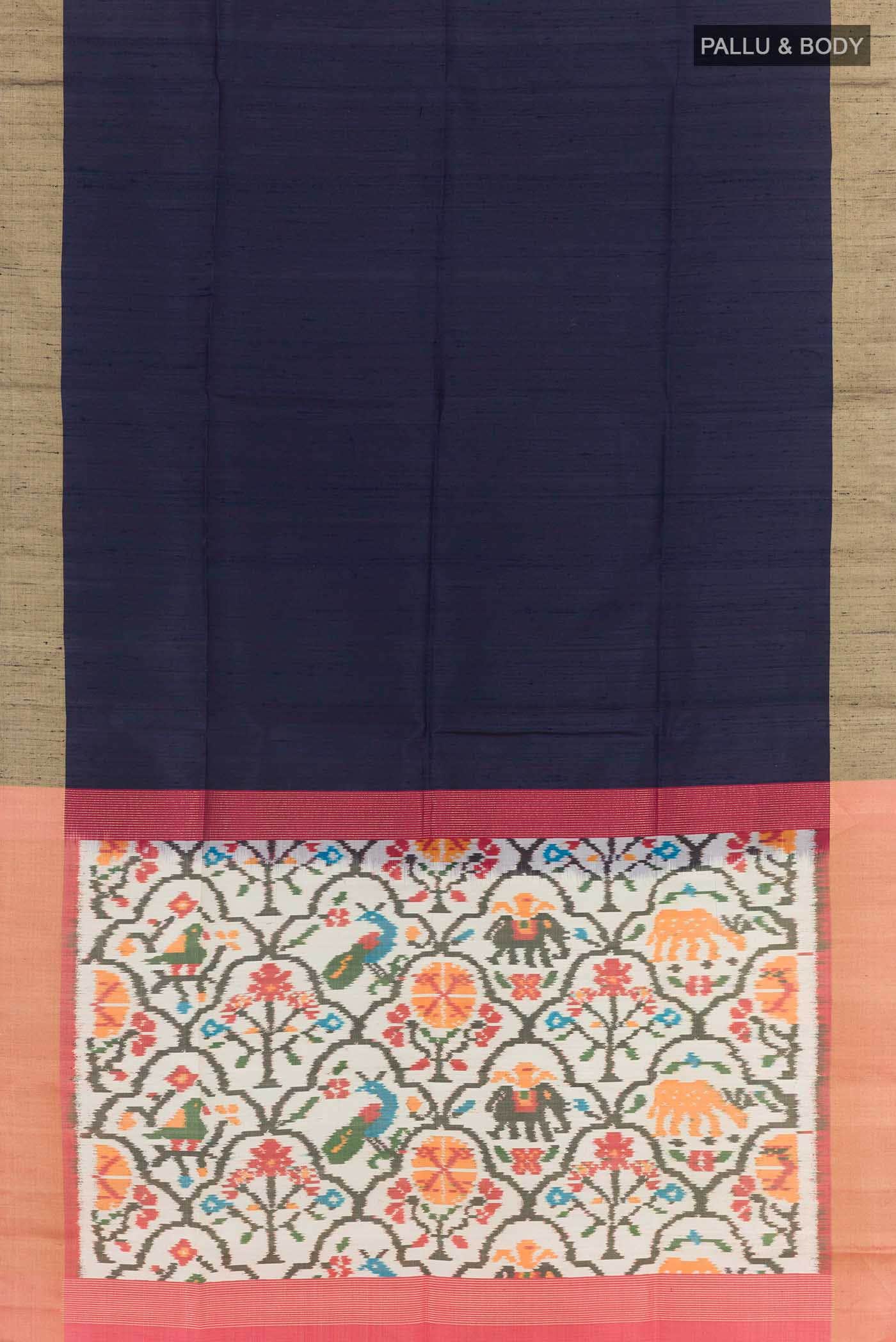Navy Blue Tussar Saree