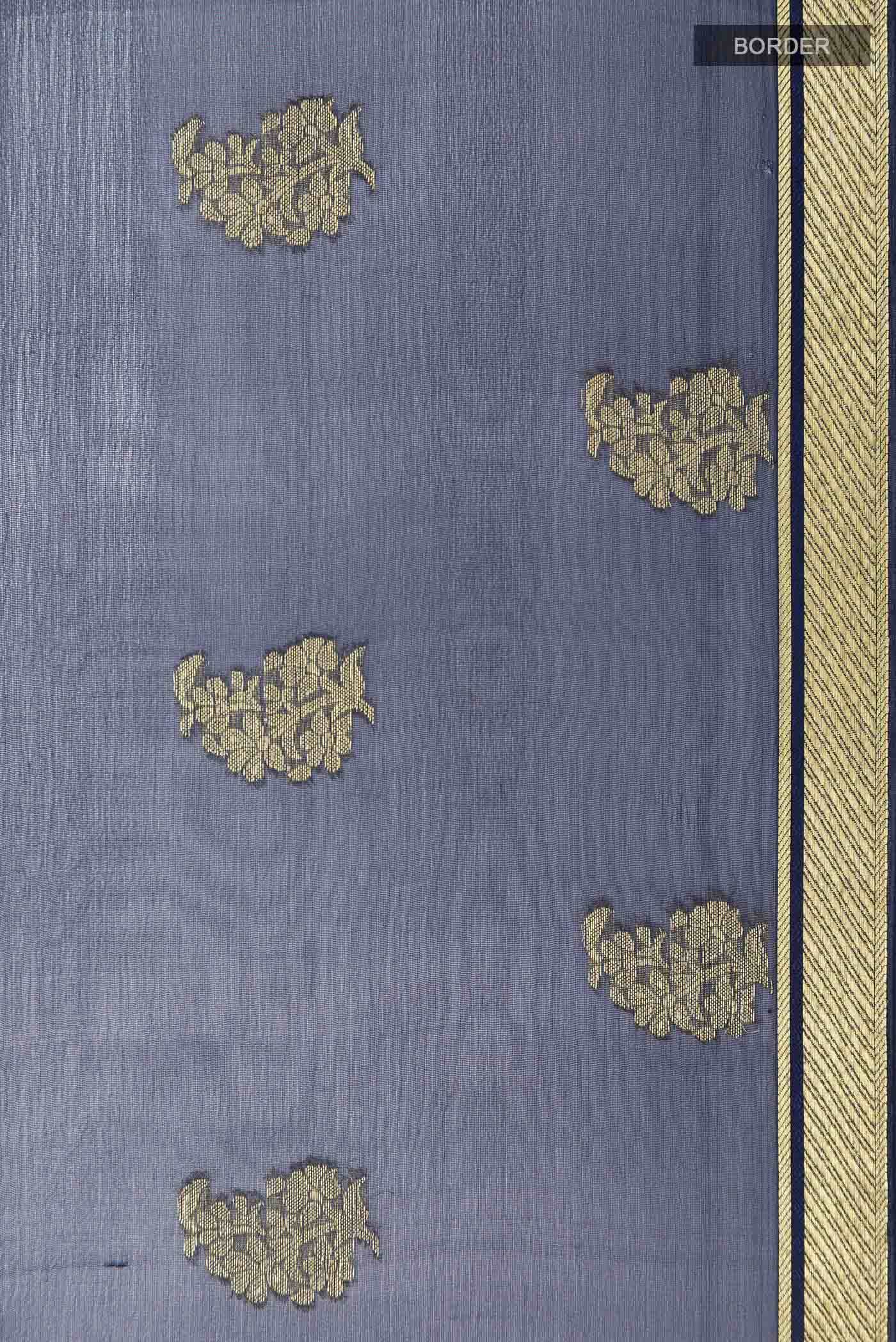 Blue Mysore Chiffon Saree