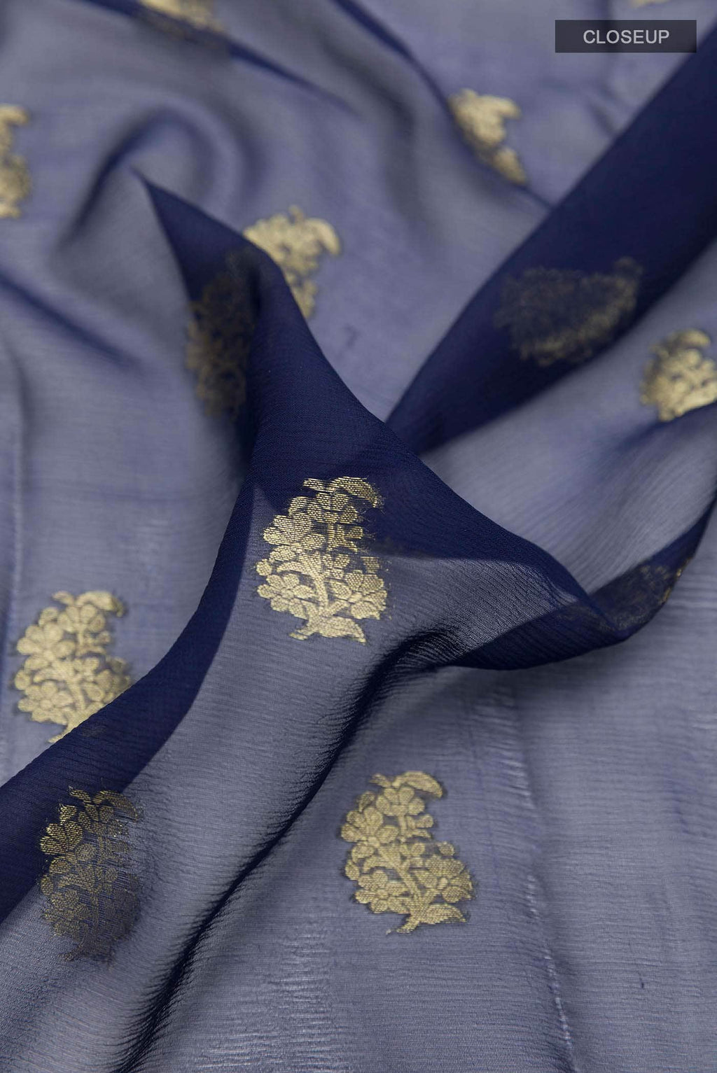 Blue Mysore Chiffon Saree