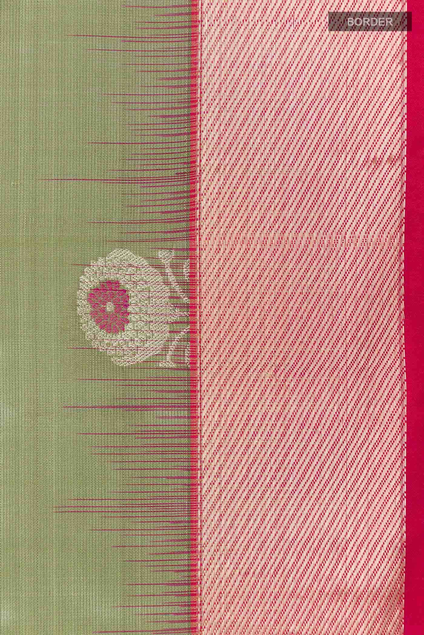 Olive Green Soft Silk Saree