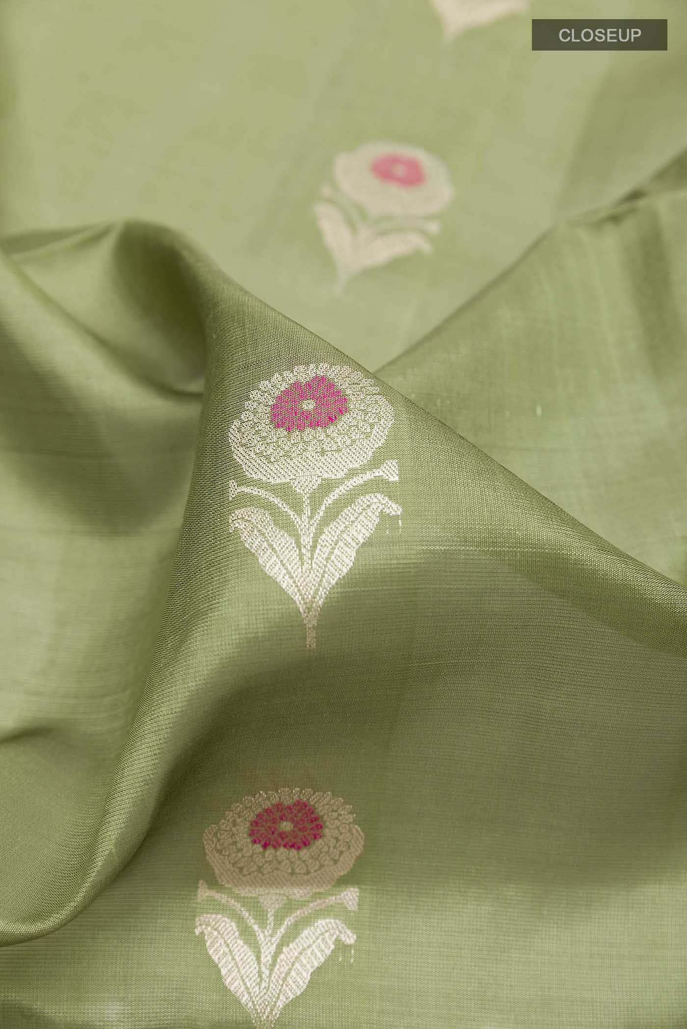 Olive Green Soft Silk Saree
