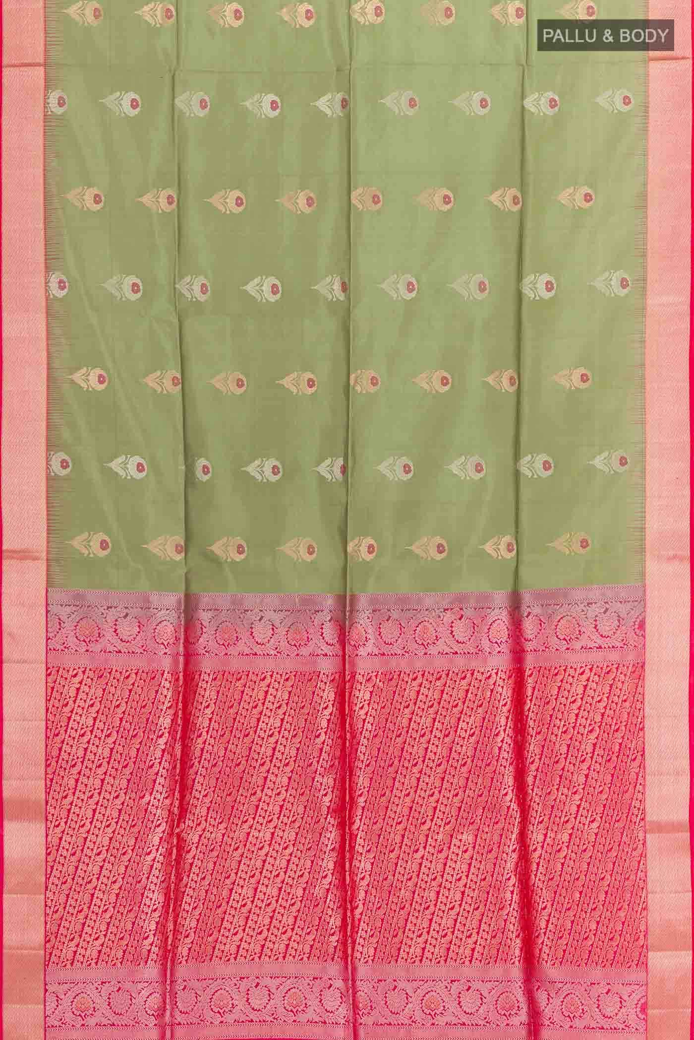 Olive Green Soft Silk Saree