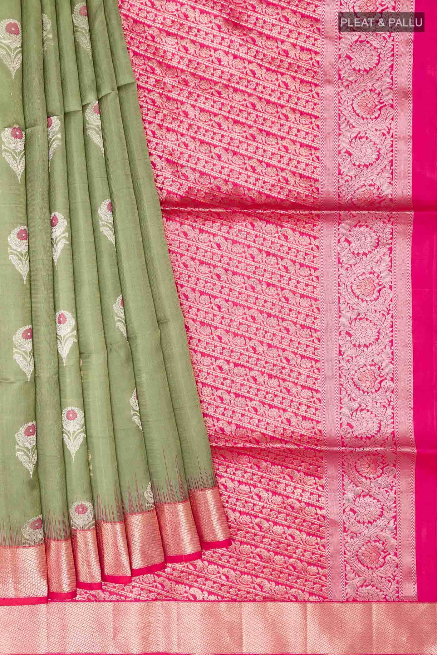 Olive Green Soft Silk Saree