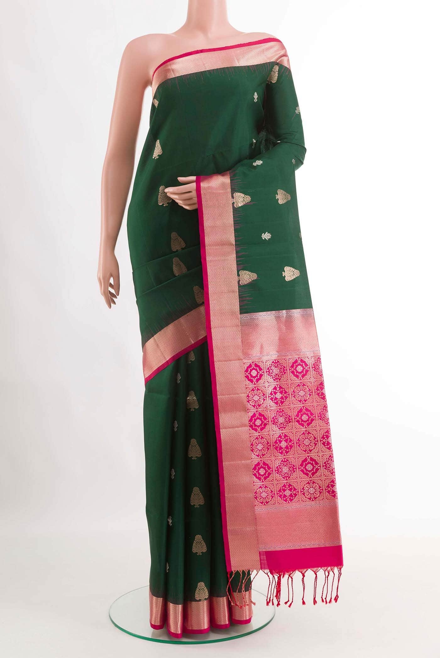 Bottle Green Soft Silk Saree