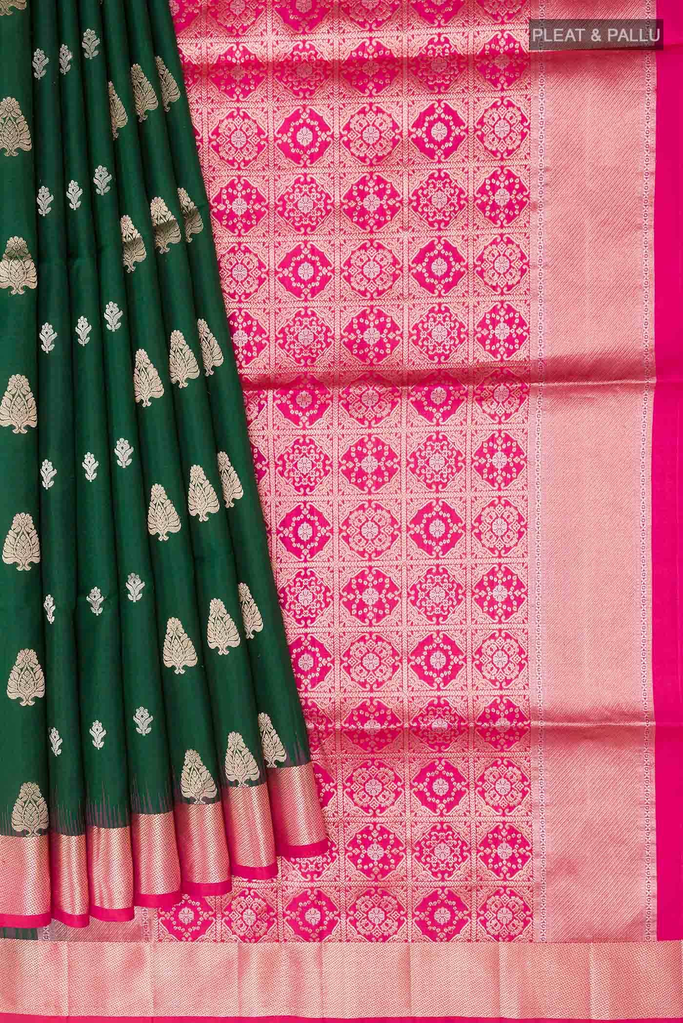 Bottle Green Soft Silk Saree