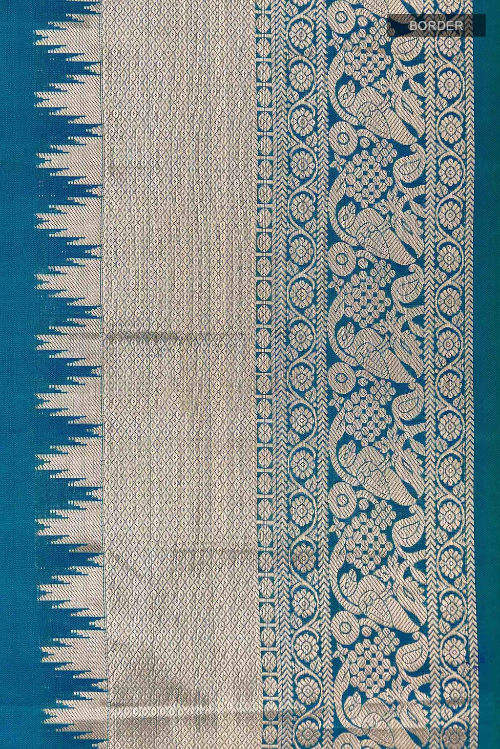 Peacock Blue Kanchipuram Silk Saree