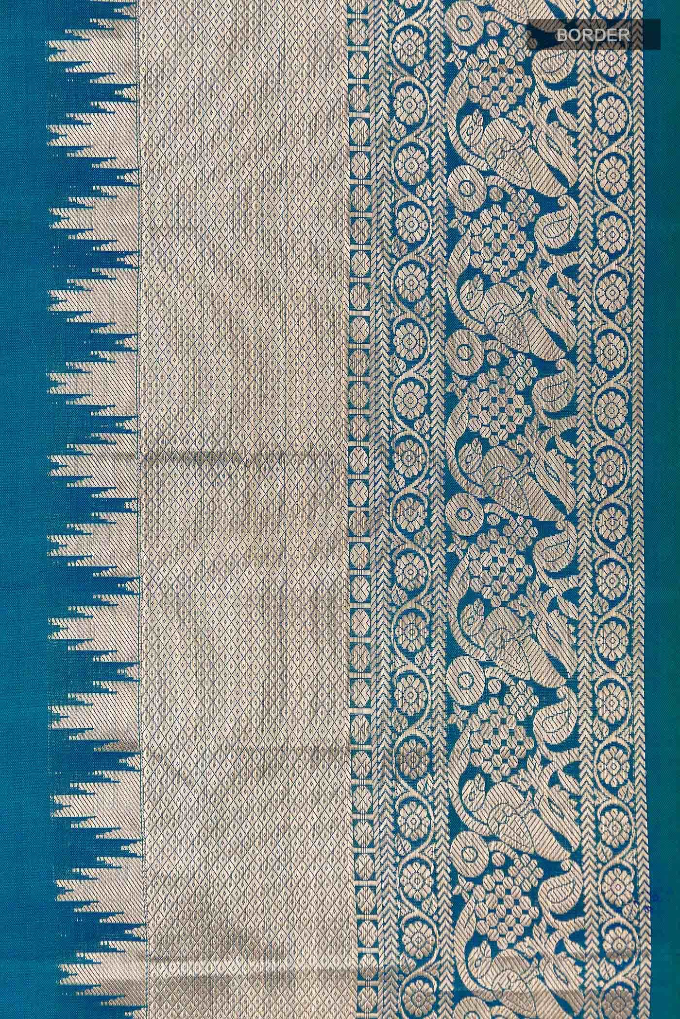 Peacock Blue Kanchipuram Silk Saree