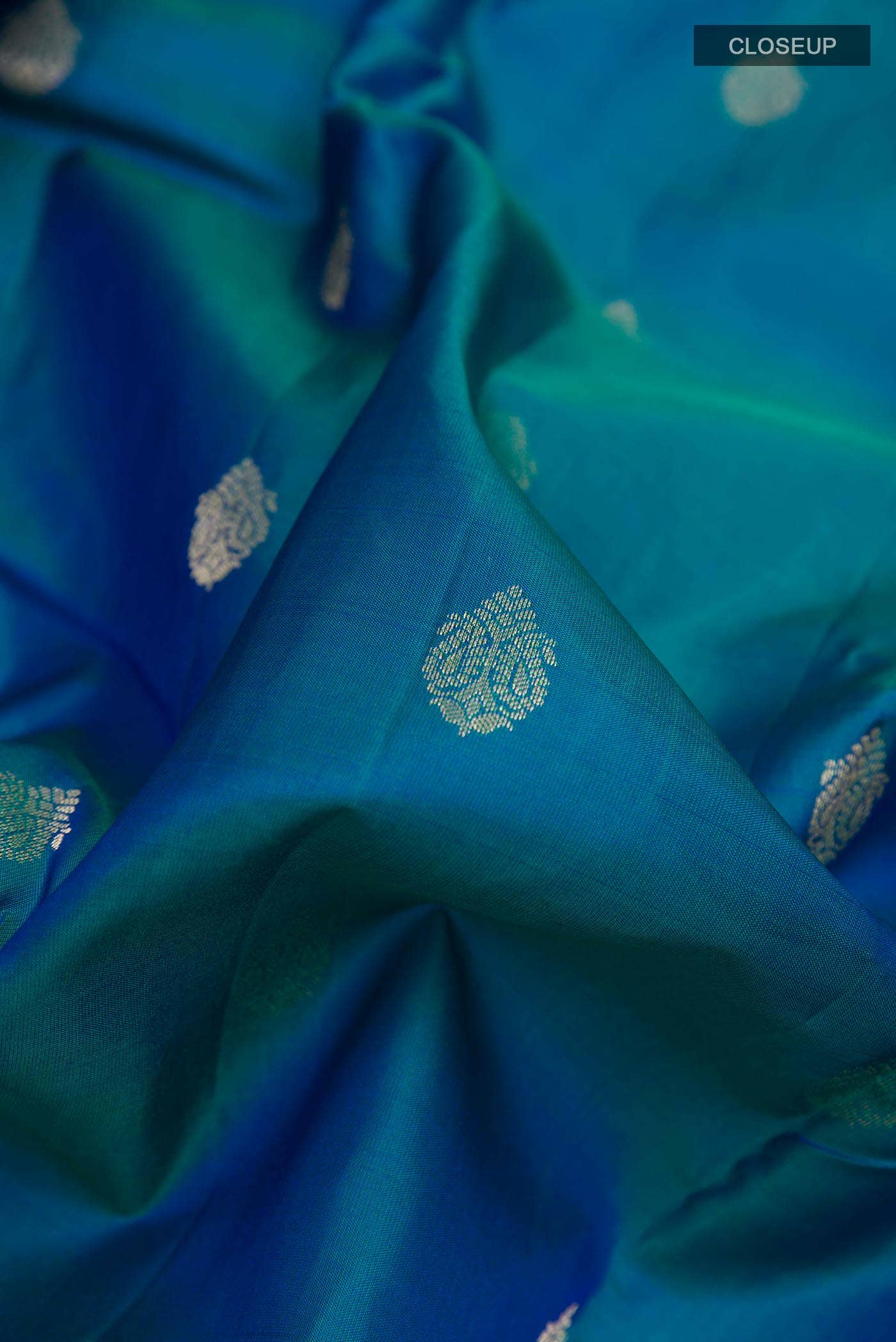Peacock Blue Kanchipuram Silk Saree