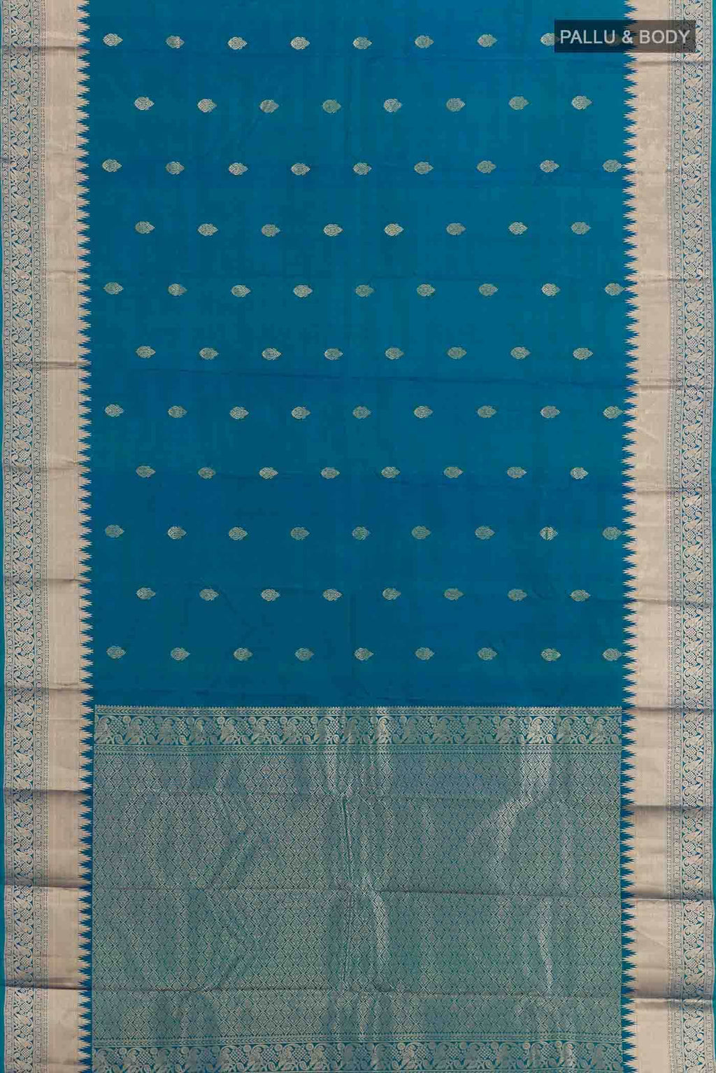 Peacock Blue Kanchipuram Silk Saree