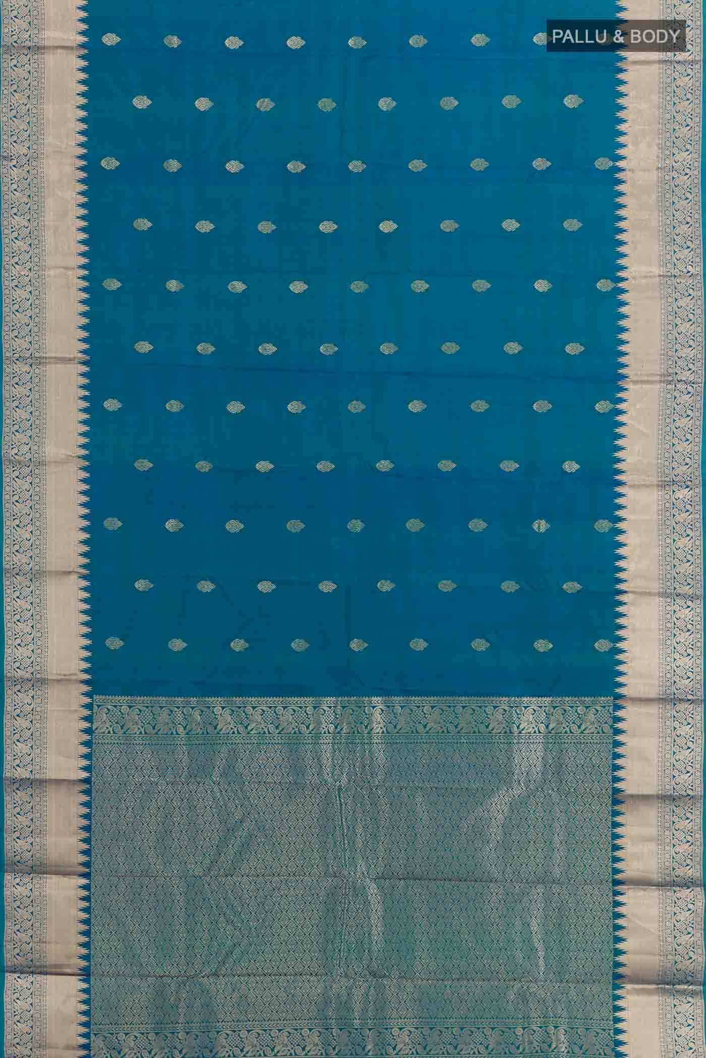 Peacock Blue Kanchipuram Silk Saree