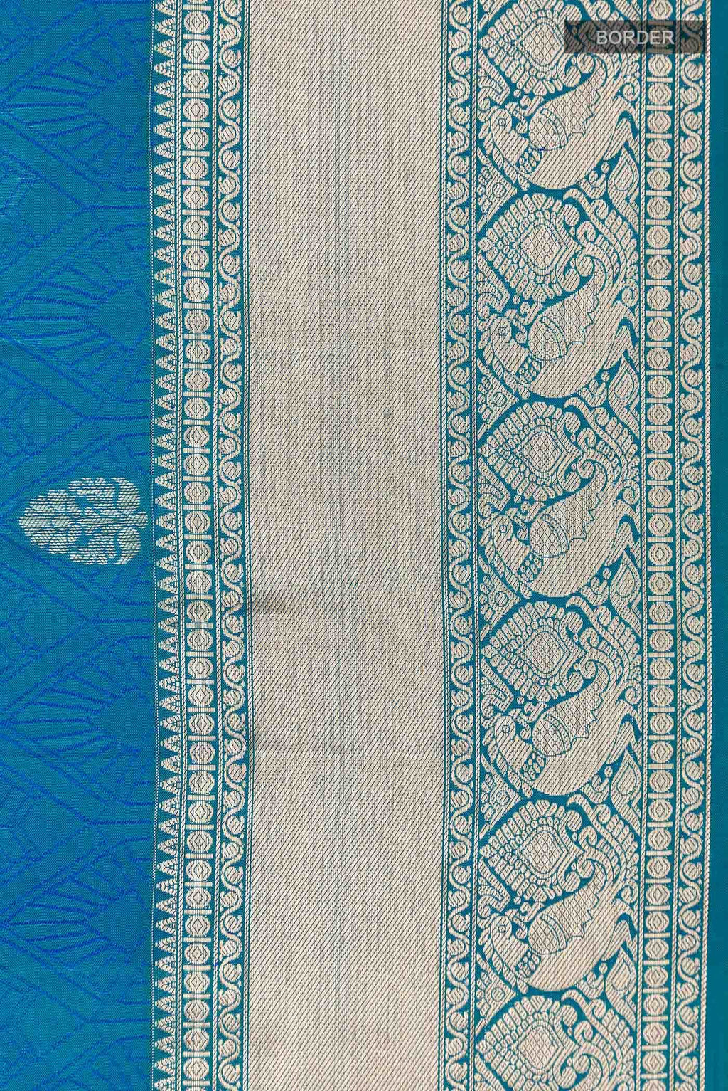 Peacock Blue Kanchipuram Silk Saree