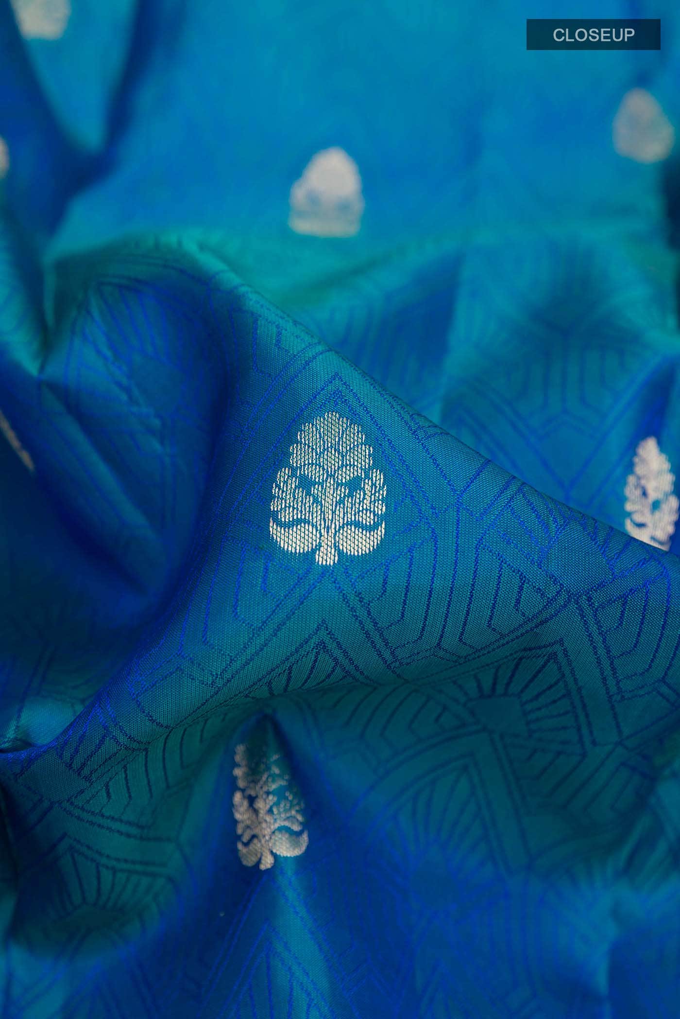 Peacock Blue Kanchipuram Silk Saree
