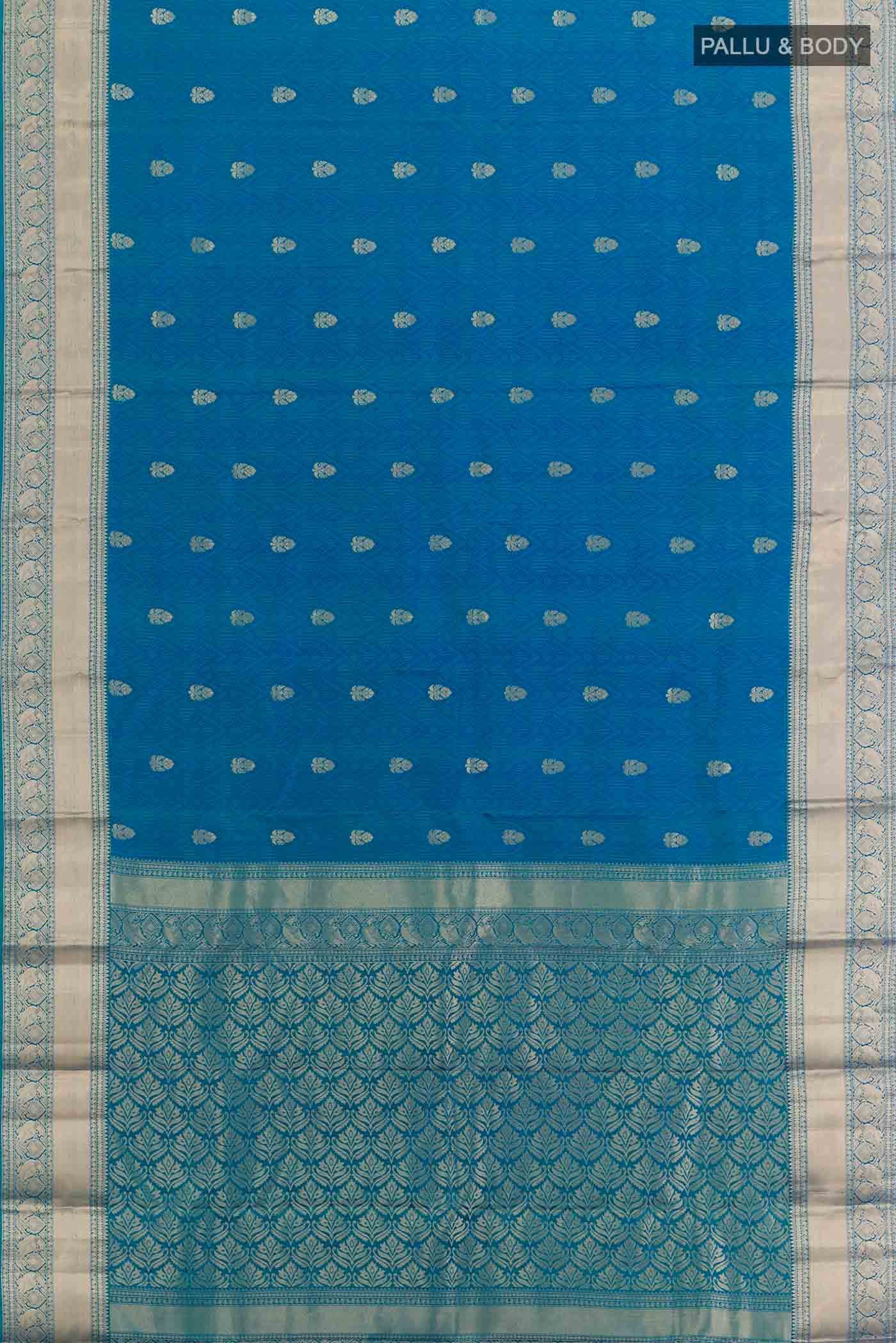 Peacock Blue Kanchipuram Silk Saree