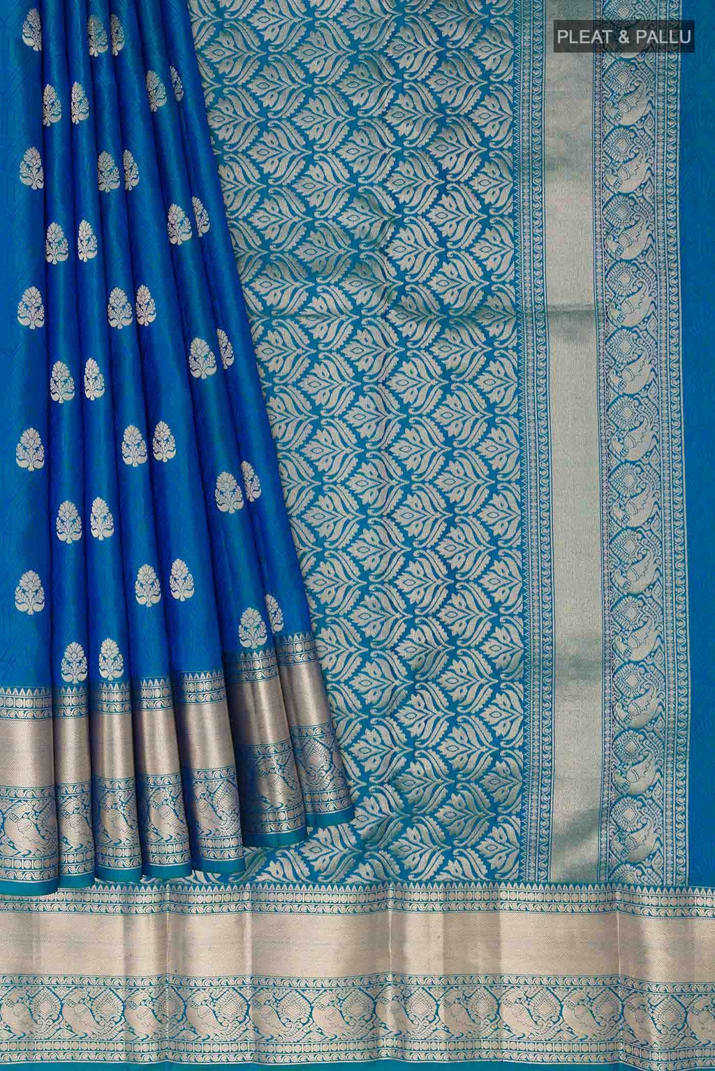Peacock Blue Kanchipuram Silk Saree