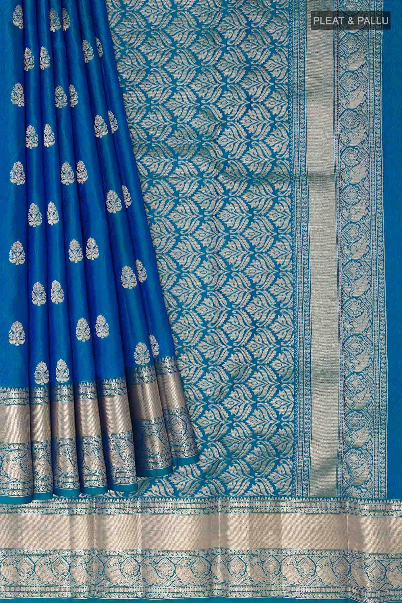 Peacock Blue Kanchipuram Silk Saree