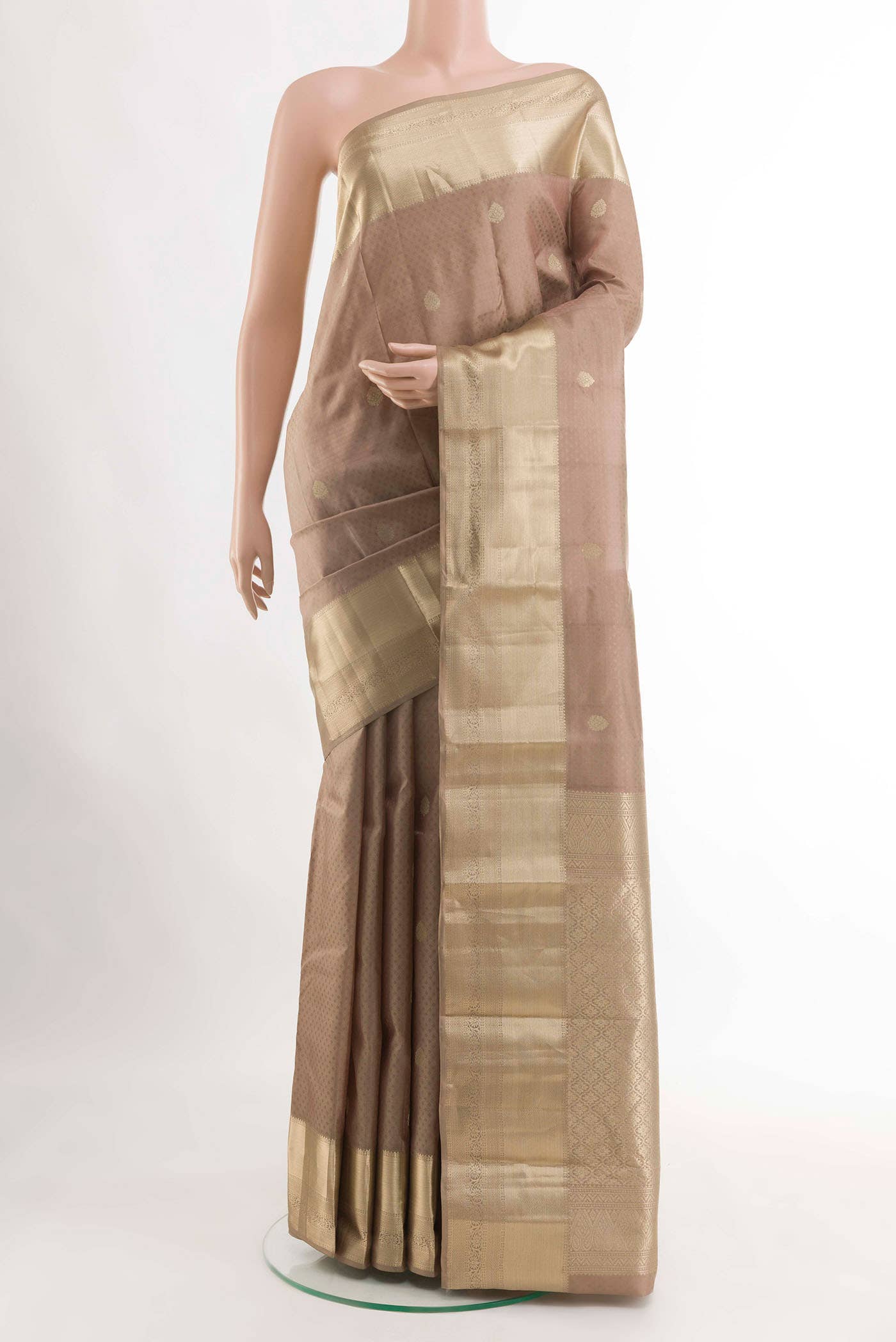 Dark Beige Kanchipuram Silk Saree