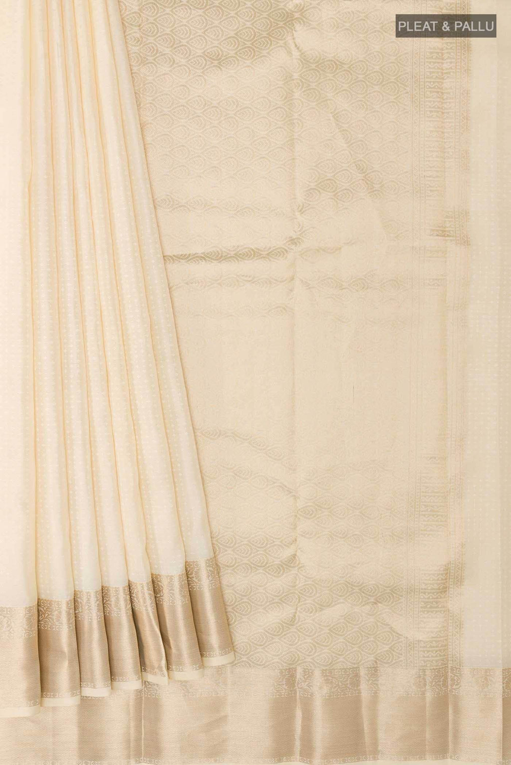 Off White Kanchipuram Silk Saree