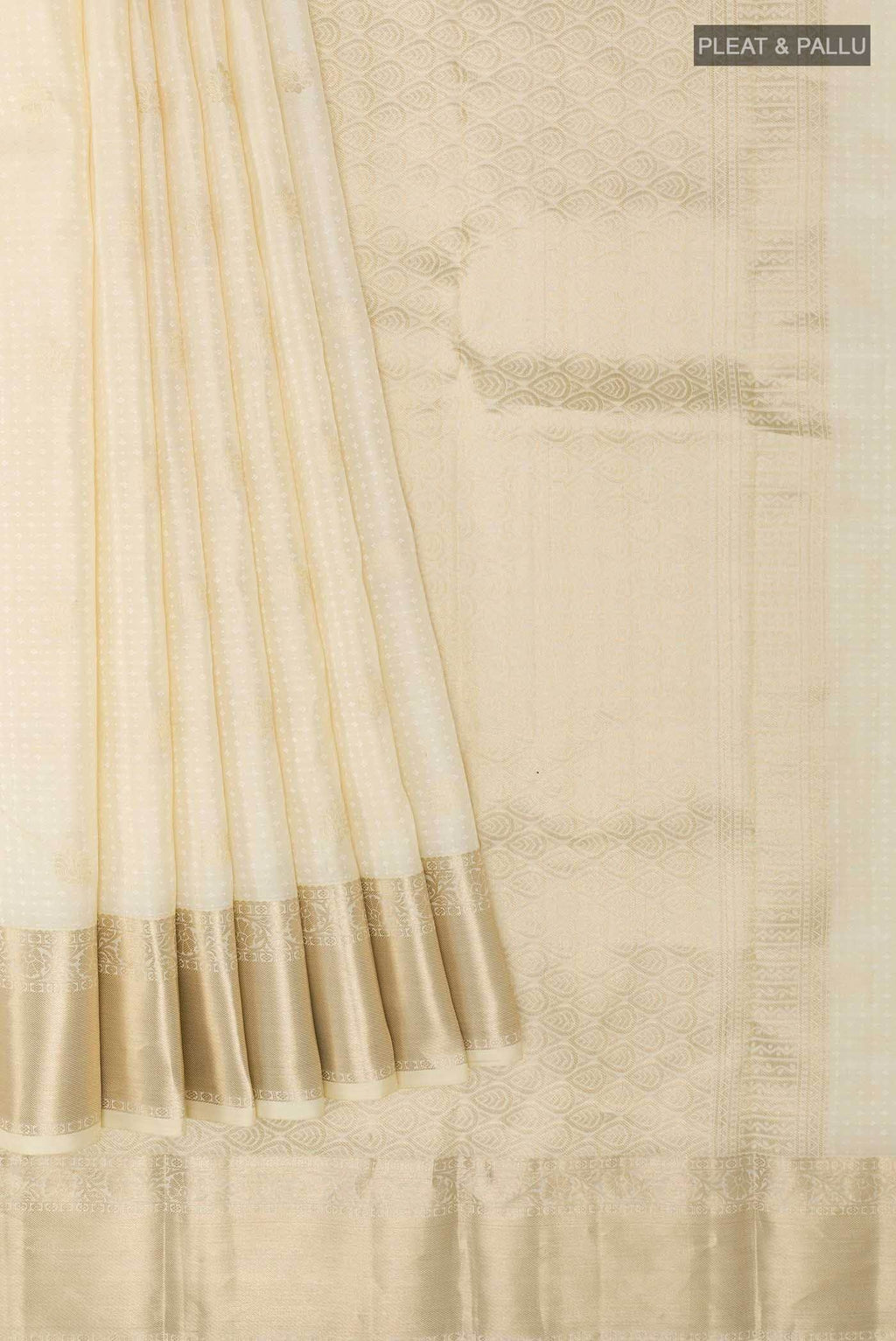 Off White Kanchipuram Silk Saree