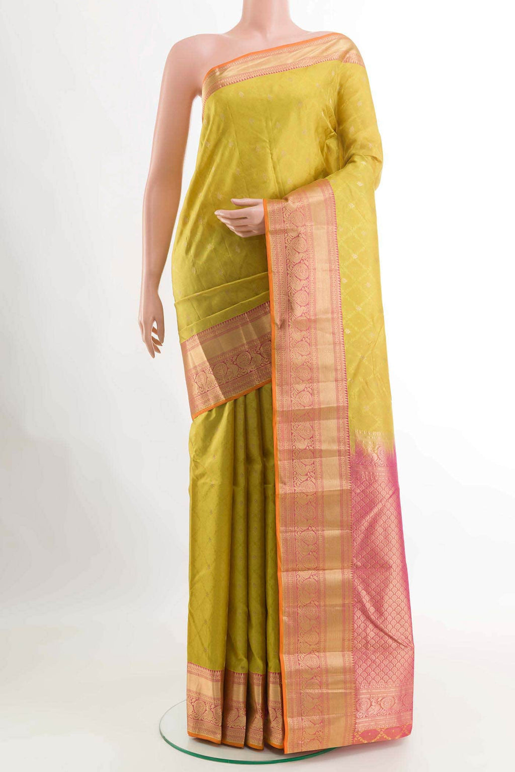 Yellow Dual Tone Kanchipuram Silk Saree