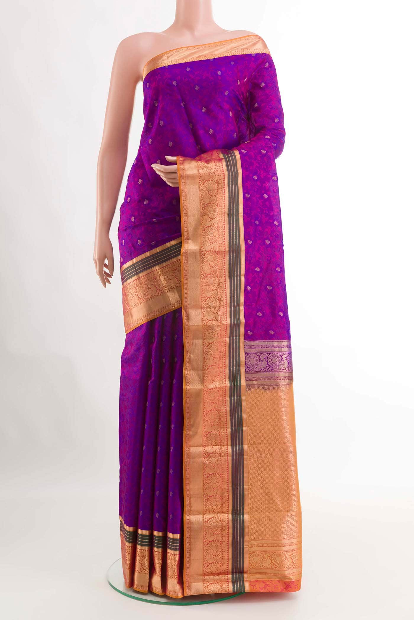 Purple Dual Tone Kanchipuram Silk Saree