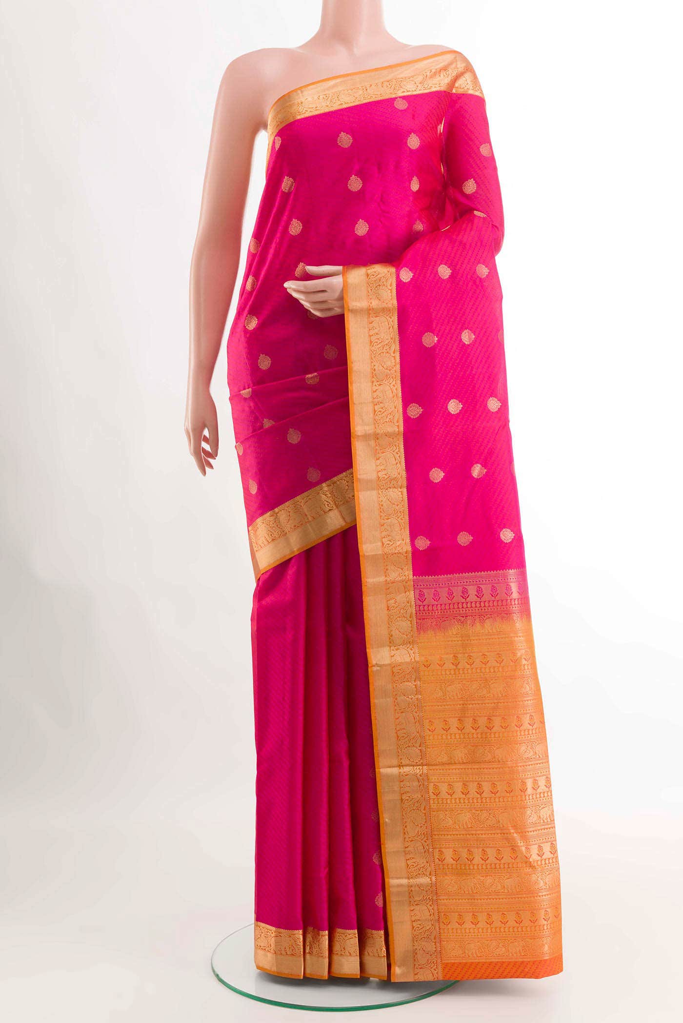 Pink Dual Tone Kanchipuram Silk Saree