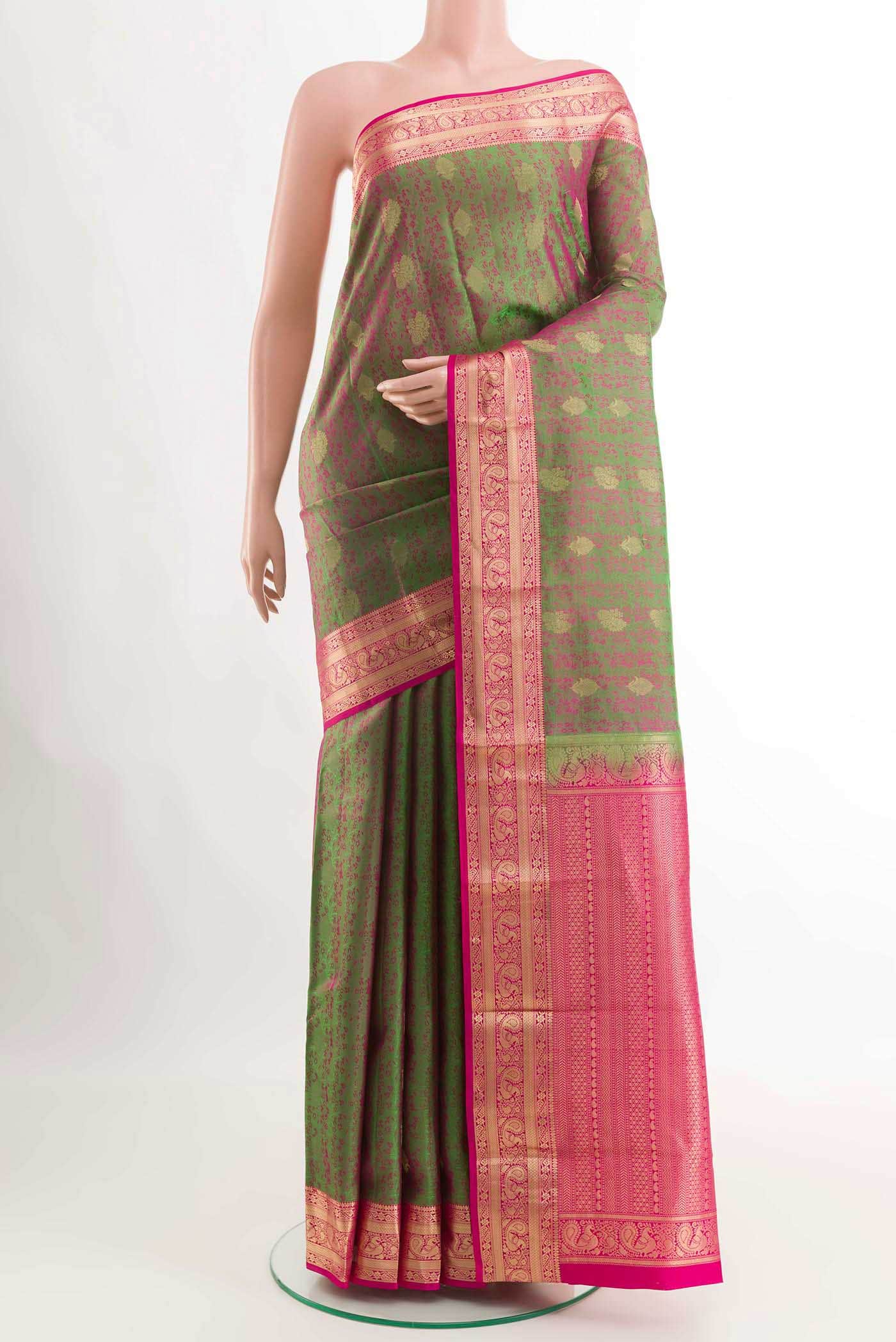 Green Dual Tone Kanchipuram Silk Saree