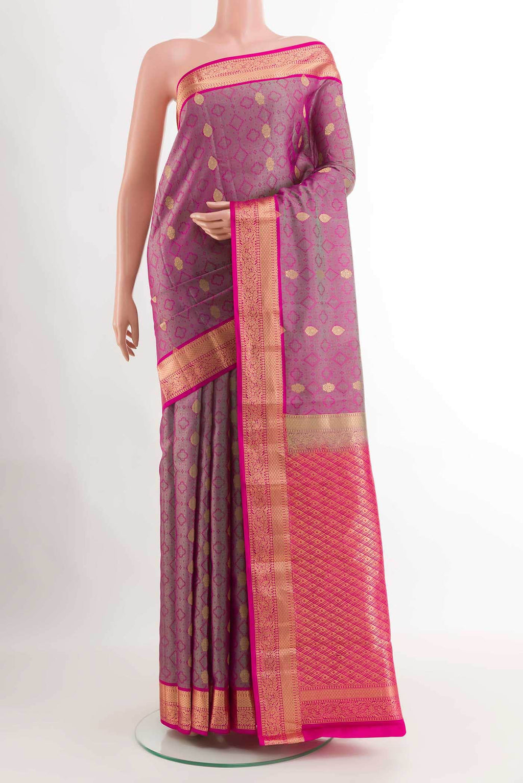 Dark Pink Kanchipuram Silk Saree