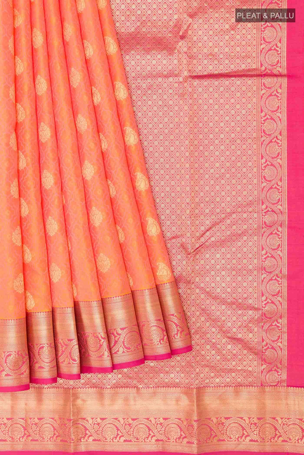 Orange Dual Tone Kanchipuram Silk Saree