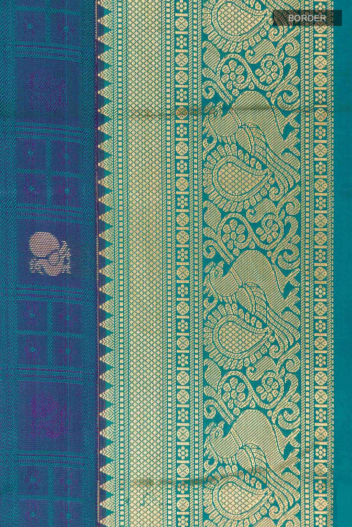 Peacock Blue Dual Tone Kanchipuram Silk Saree
