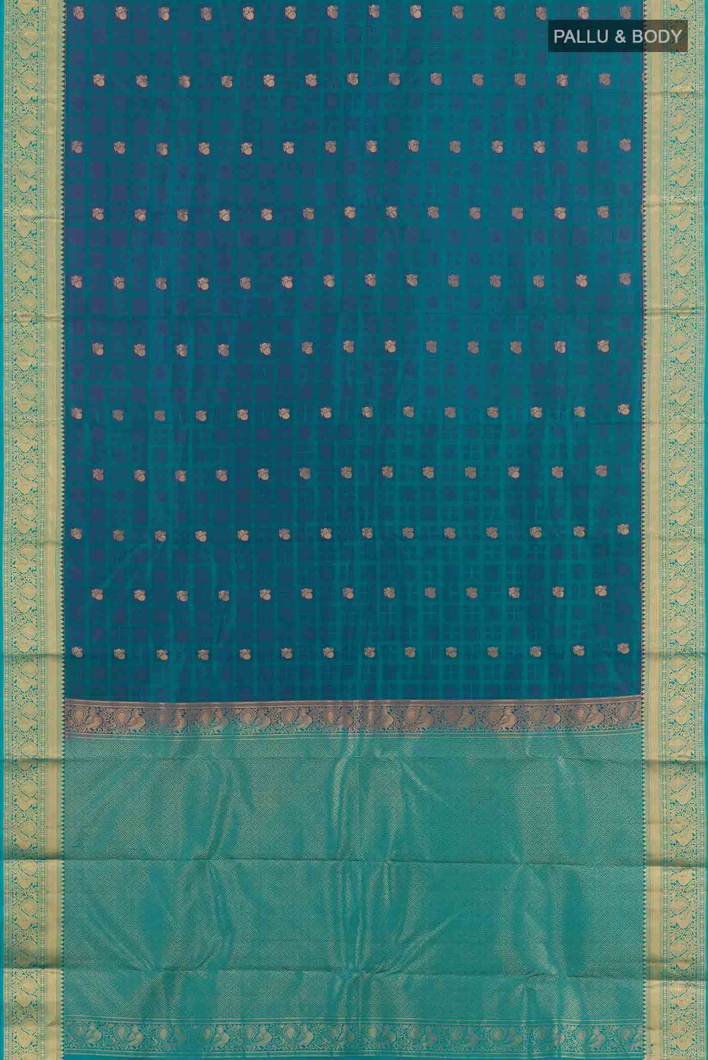 Peacock Blue Dual Tone Kanchipuram Silk Saree
