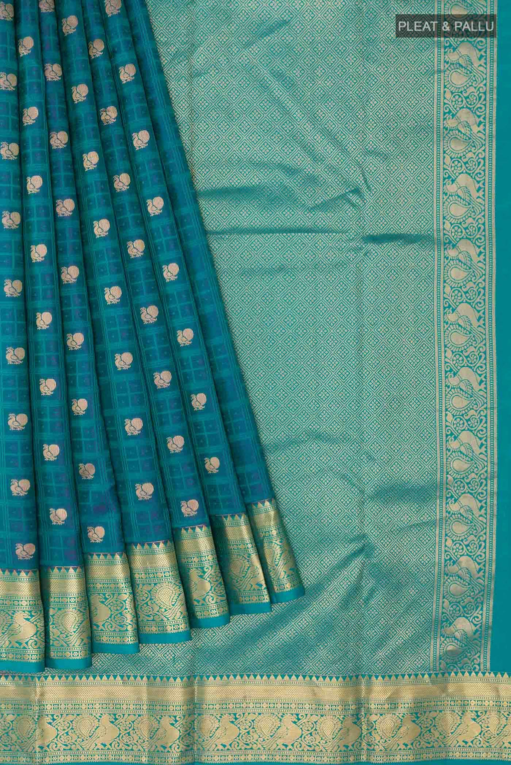 Peacock Blue Dual Tone Kanchipuram Silk Saree