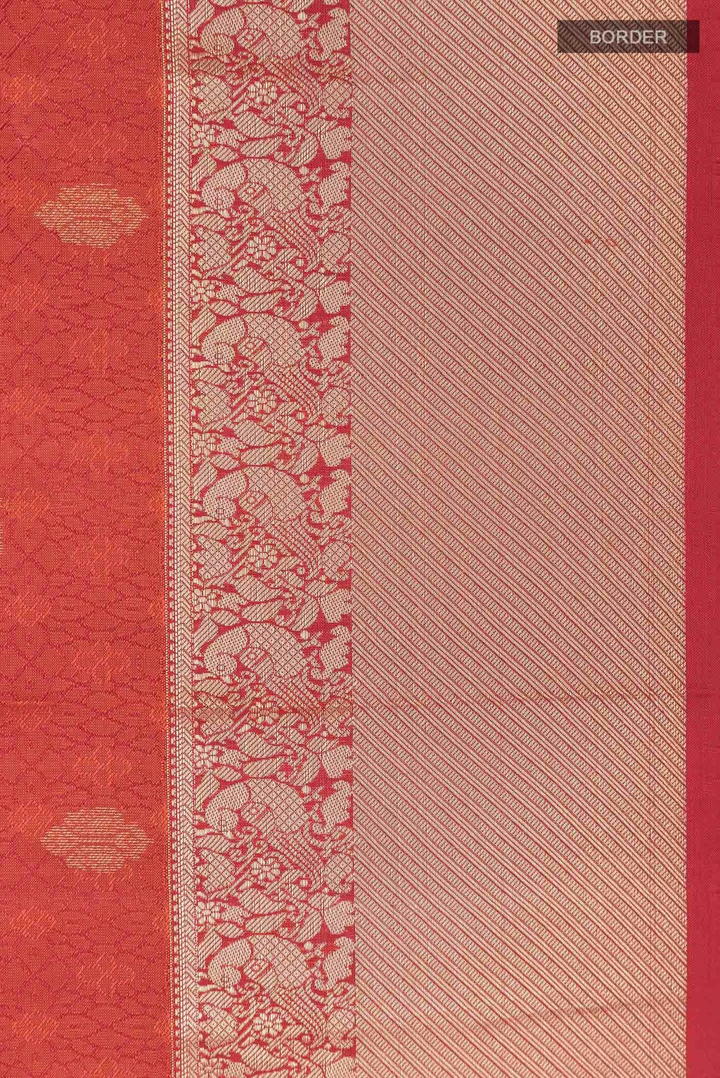 Brick Orange Kanchipuram Silk Saree