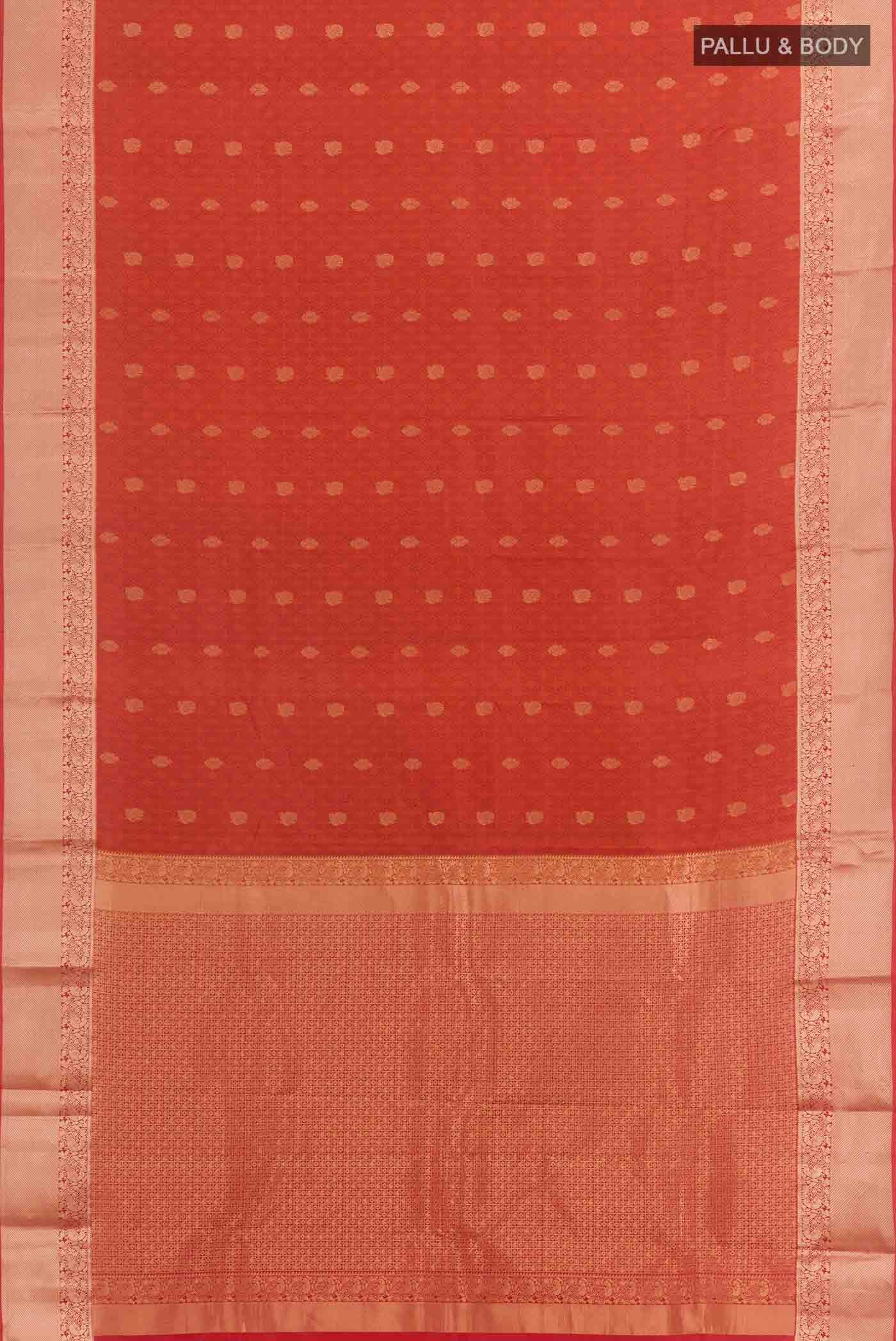 Brick Orange Kanchipuram Silk Saree