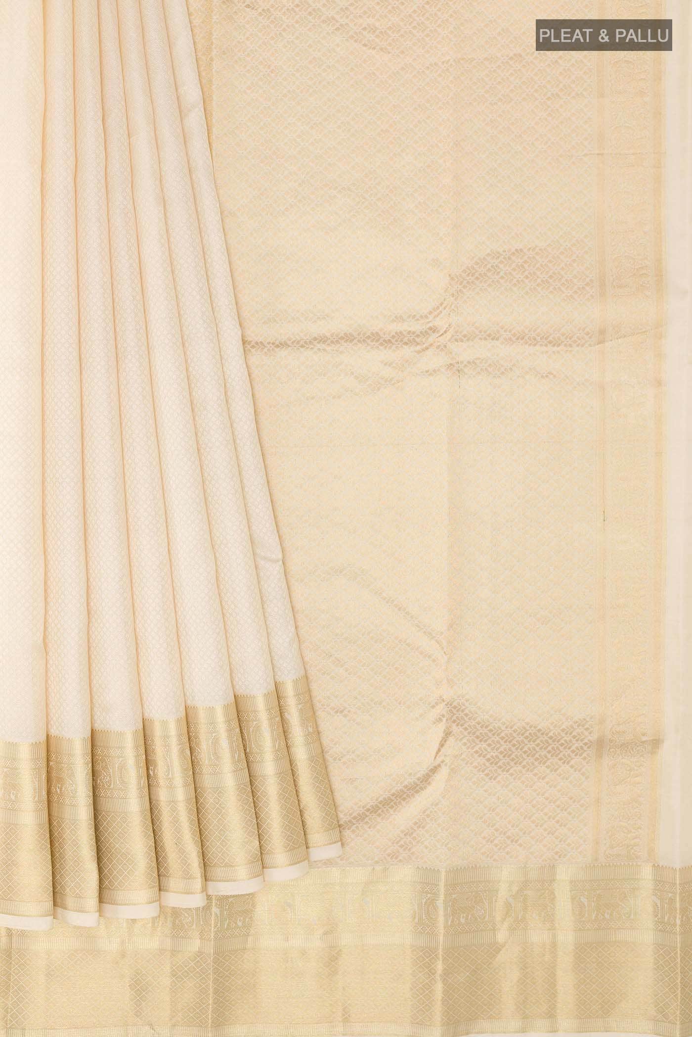 Off White Kanchipuram Silk Saree
