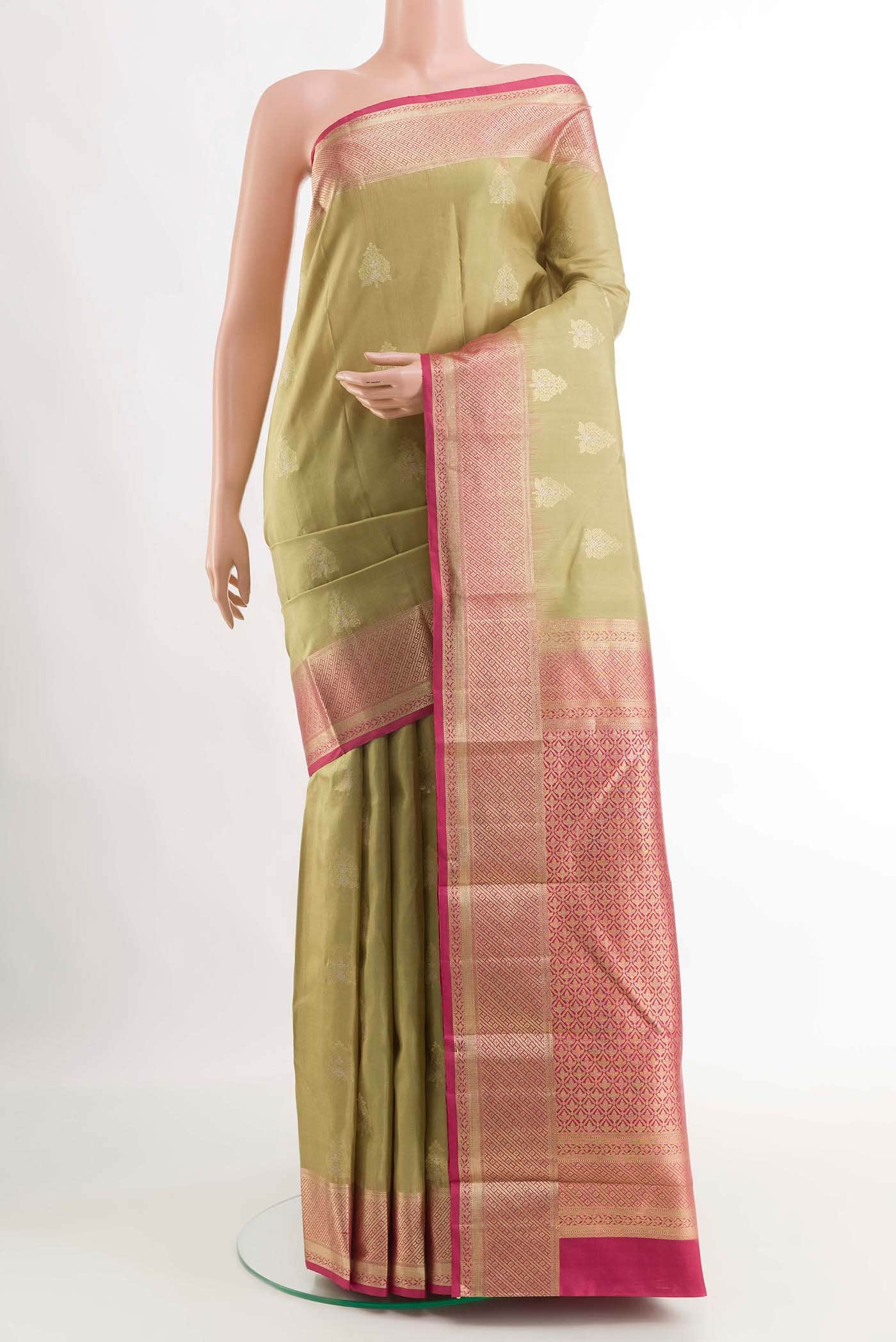 Beige Kanchipuram Silk Saree