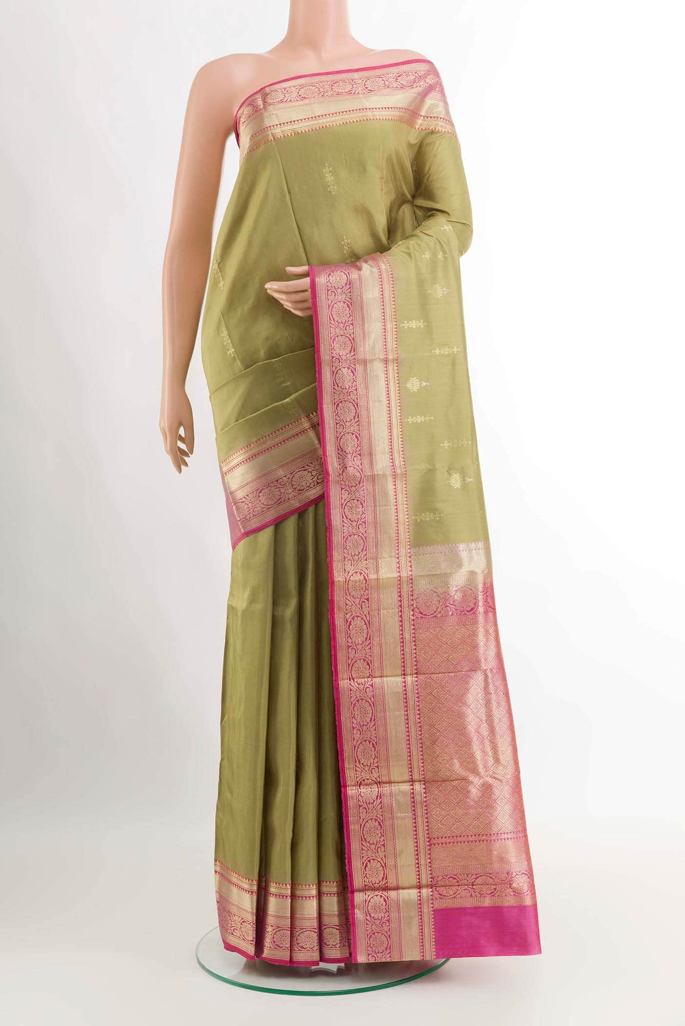 Beige Kanchipuram Silk Saree