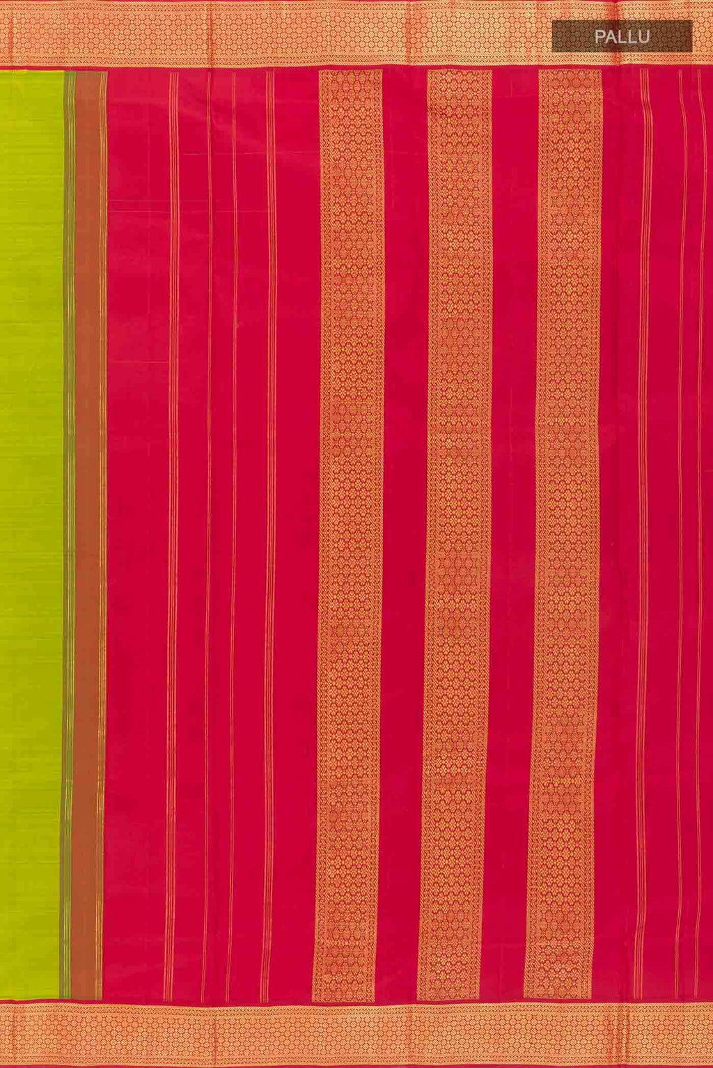 Parrot Green Kanchipuram Silk Nine Yards Saree
