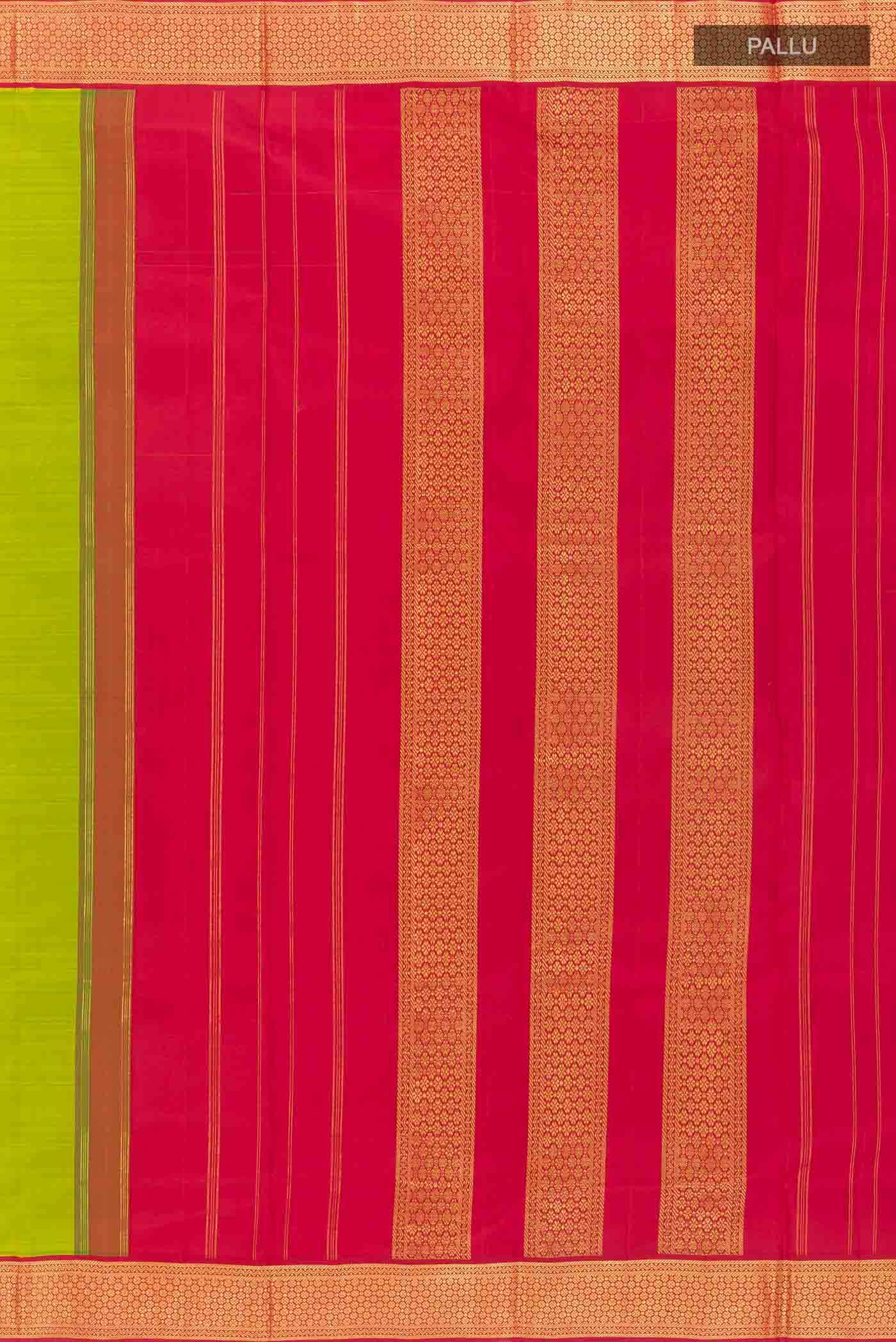 Parrot Green Kanchipuram Silk Nine Yards Saree