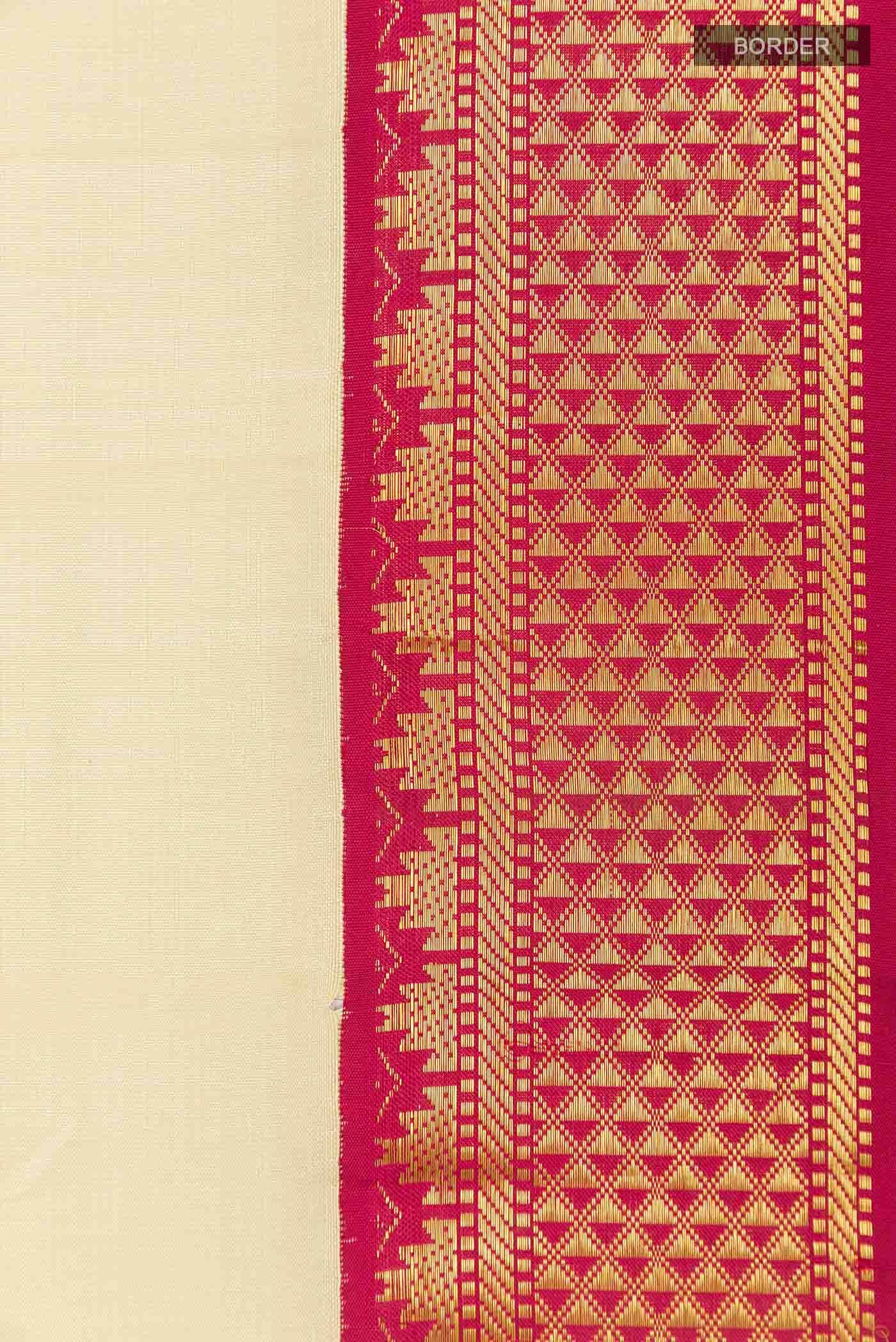 Cream Kanchipuram Silk Nine Yards Saree