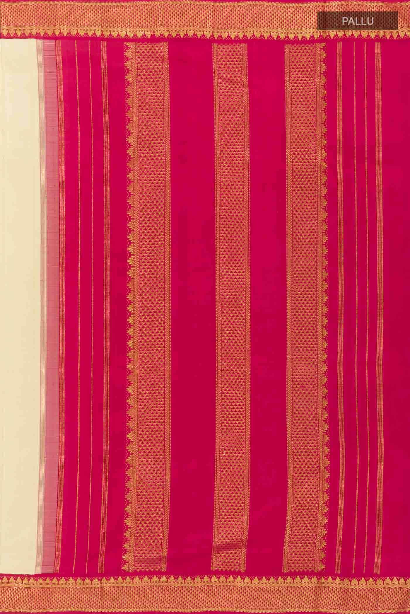 Cream Kanchipuram Silk Nine Yards Saree