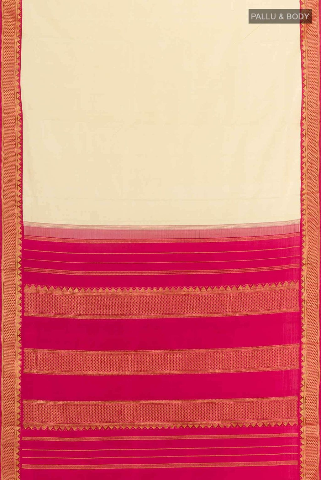 Cream Kanchipuram Silk Nine Yards Saree