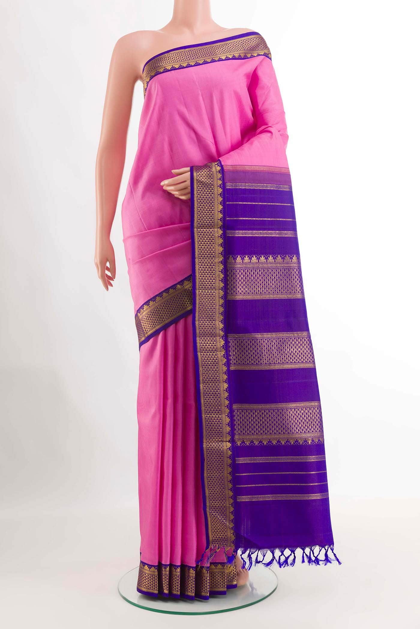 Pink Kanchipuram Silk Nine Yards Saree