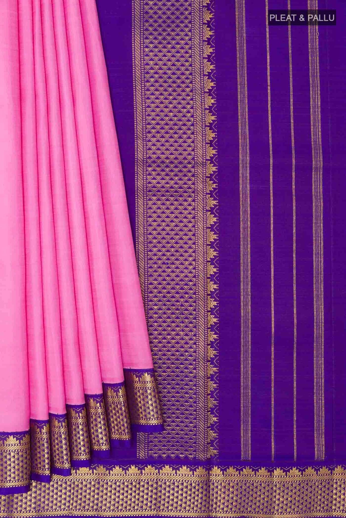 Pink Kanchipuram Silk Nine Yards Saree