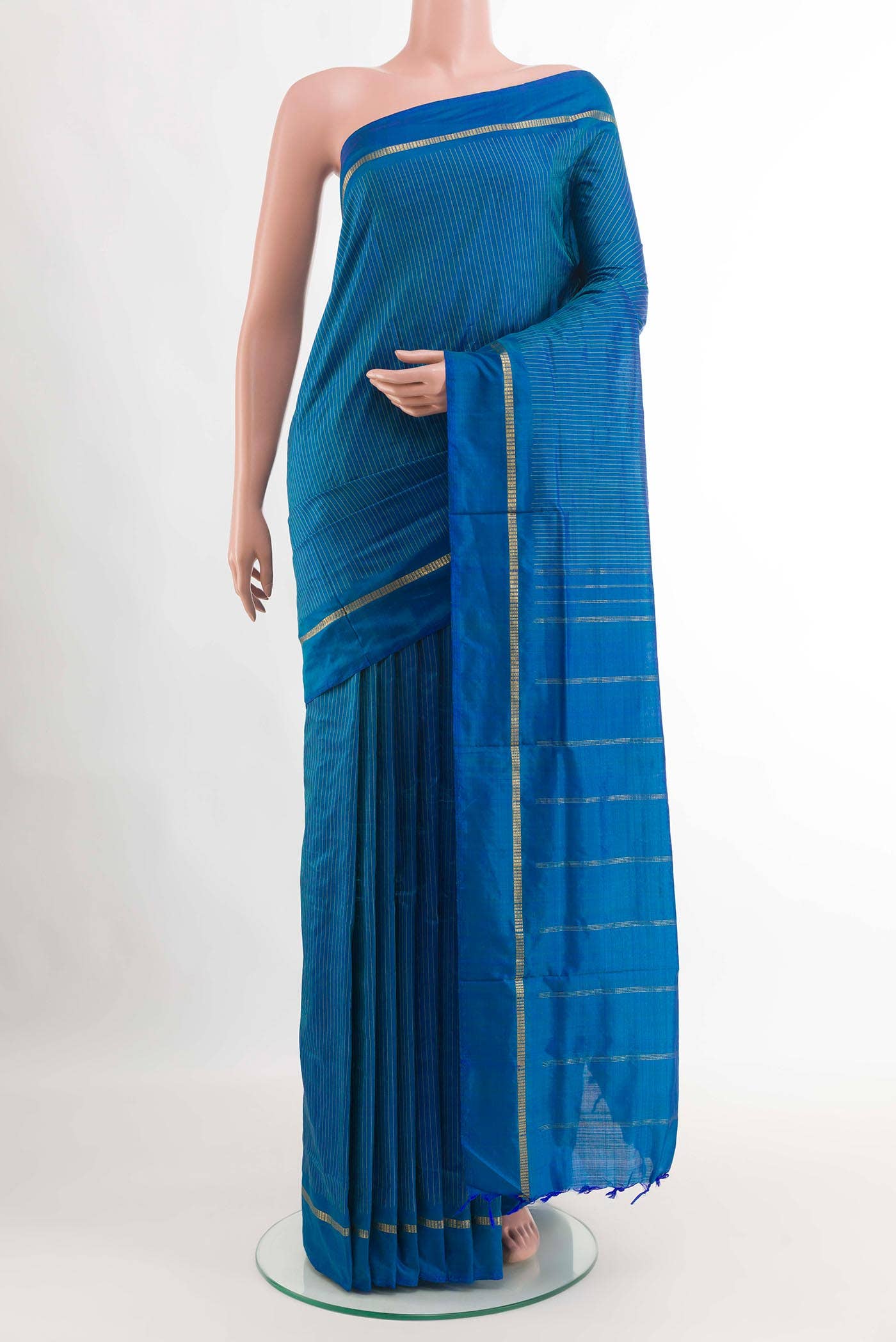 Blue Kanchipuram Silk Nine Yards Saree