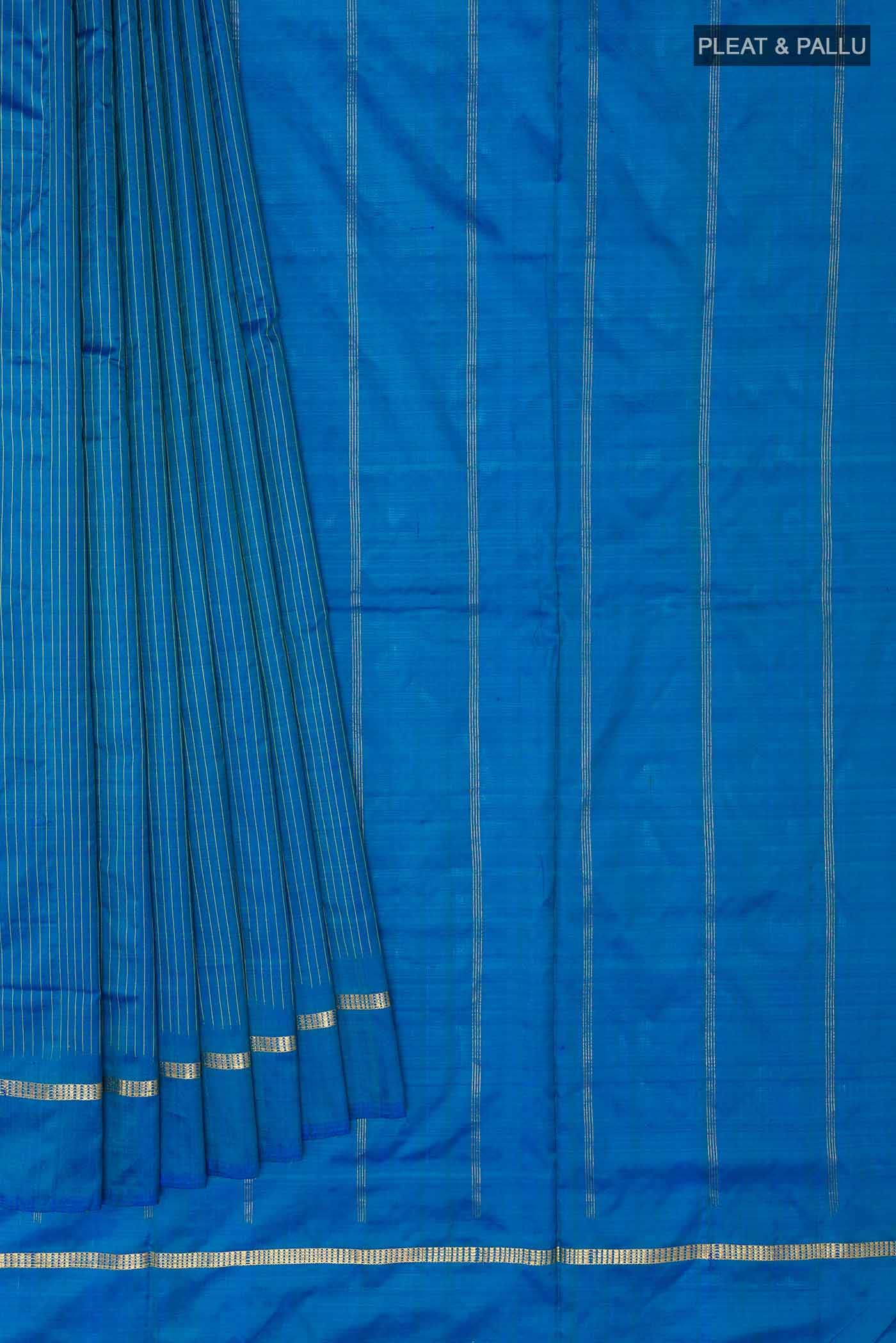 Blue Kanchipuram Silk Nine Yards Saree