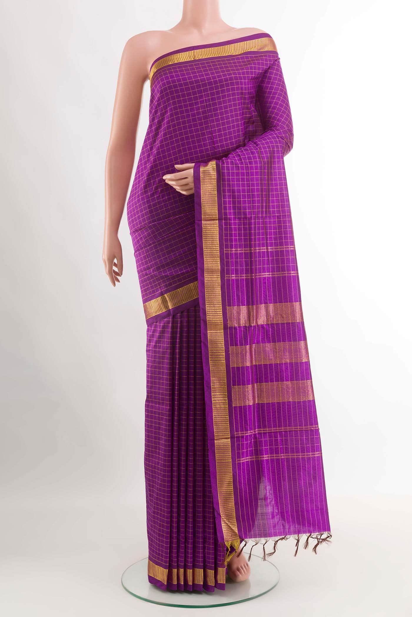 Purple Kanchipuram Silk Nine Yards Saree