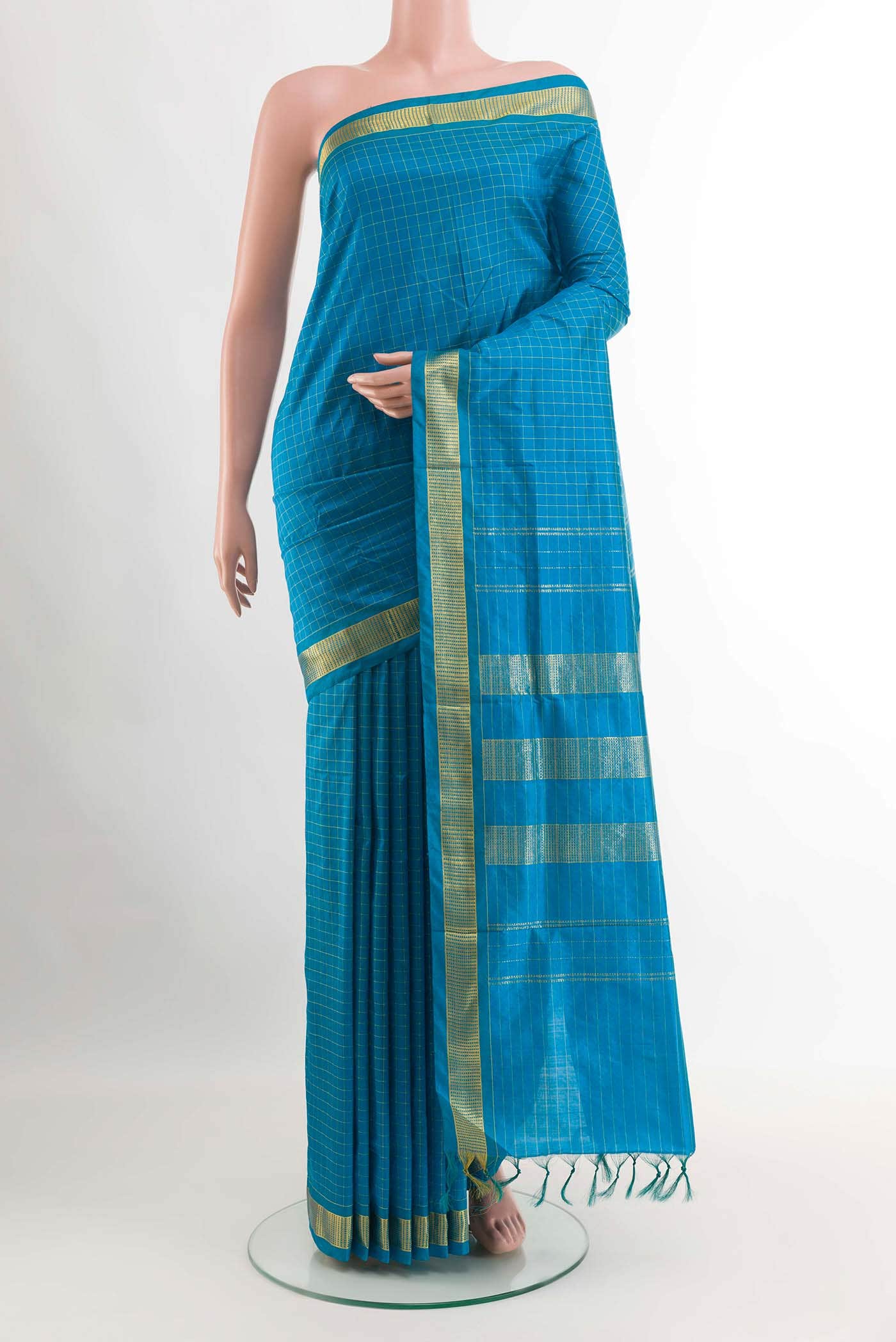 Blue Kanchipuram Silk Nine Yards Saree
