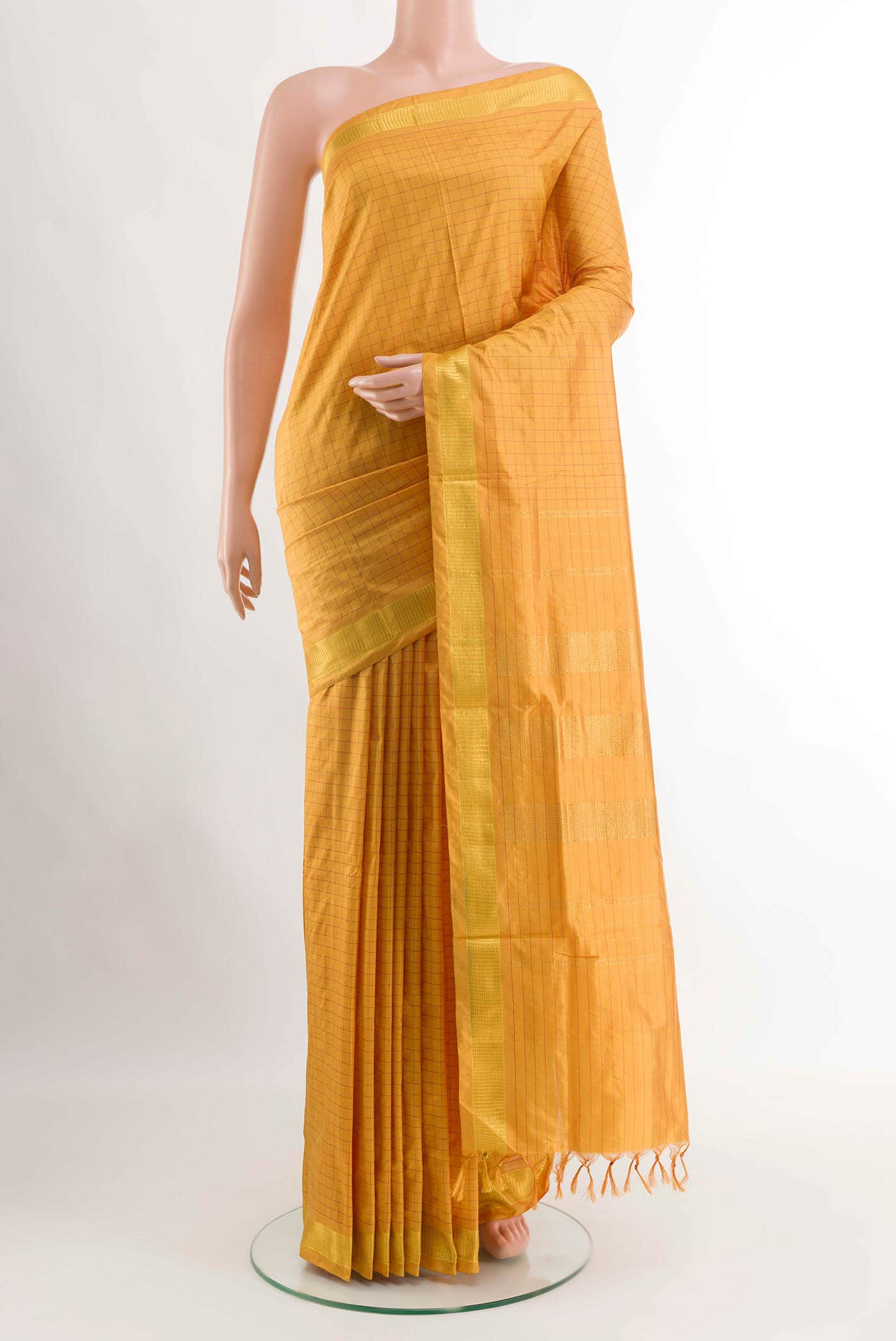 Yellow Kanchipuram Silk Nine Yards Saree