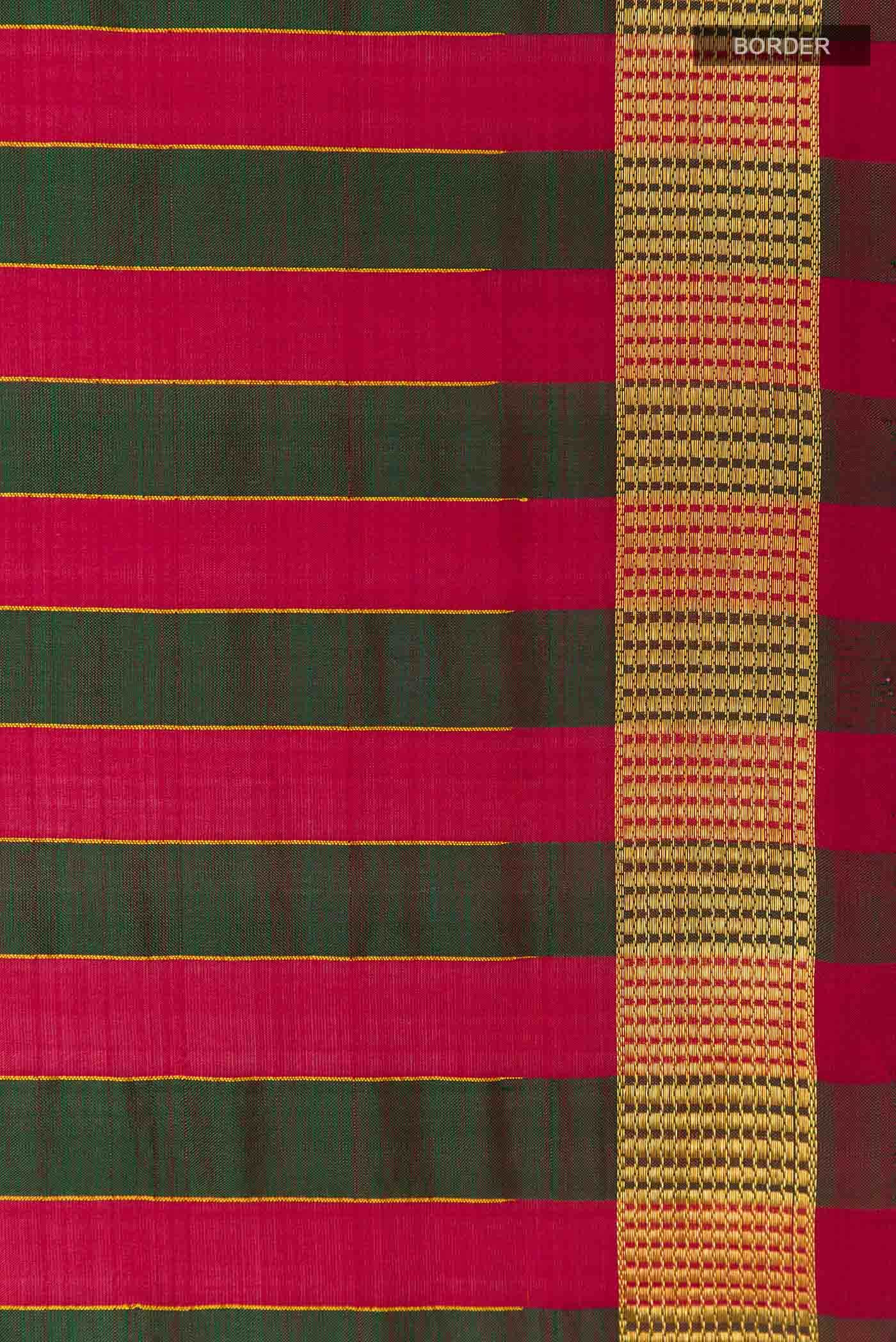 Red Dual Tone Kanchipuram Silk Nine Yards Saree