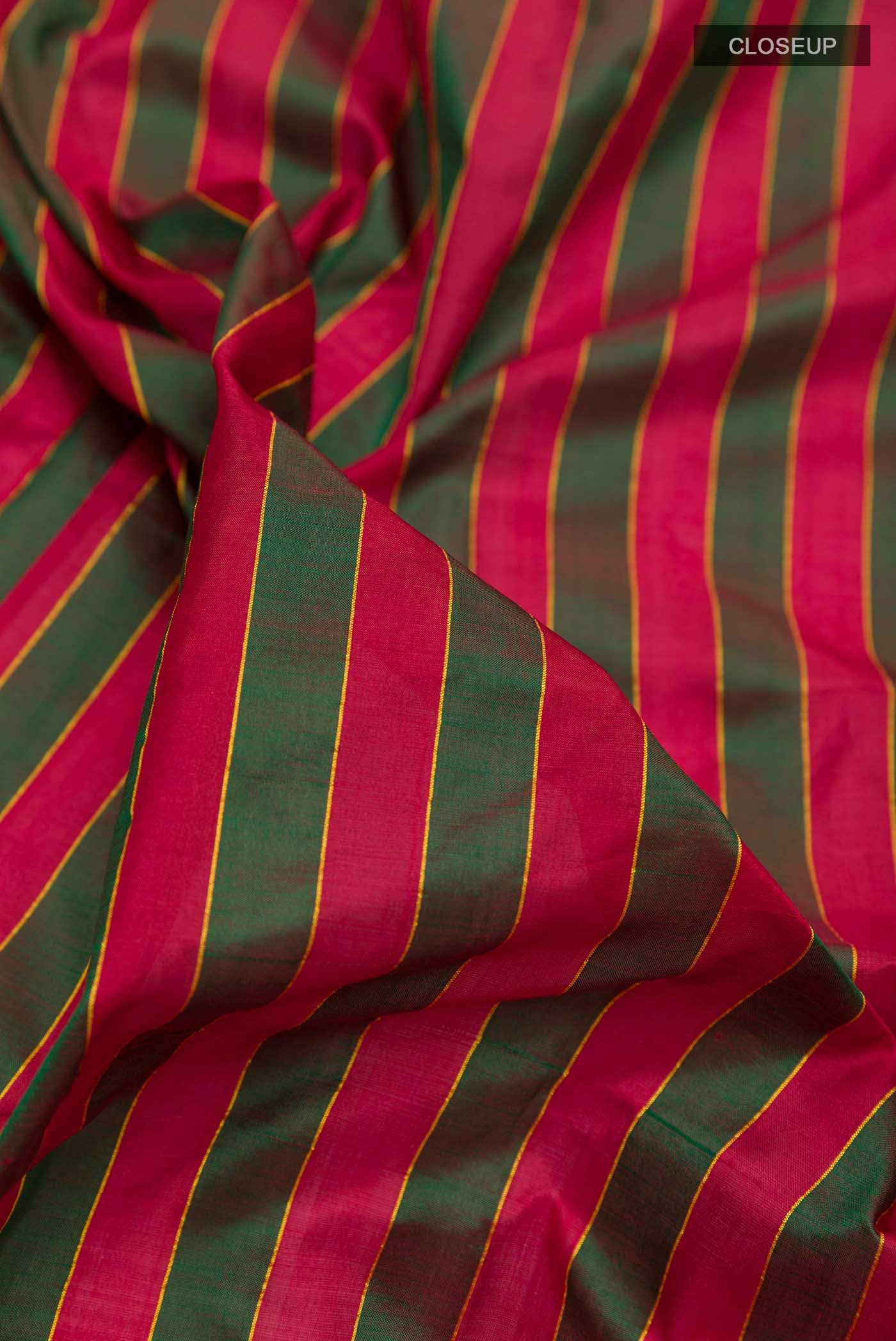 Red Dual Tone Kanchipuram Silk Nine Yards Saree